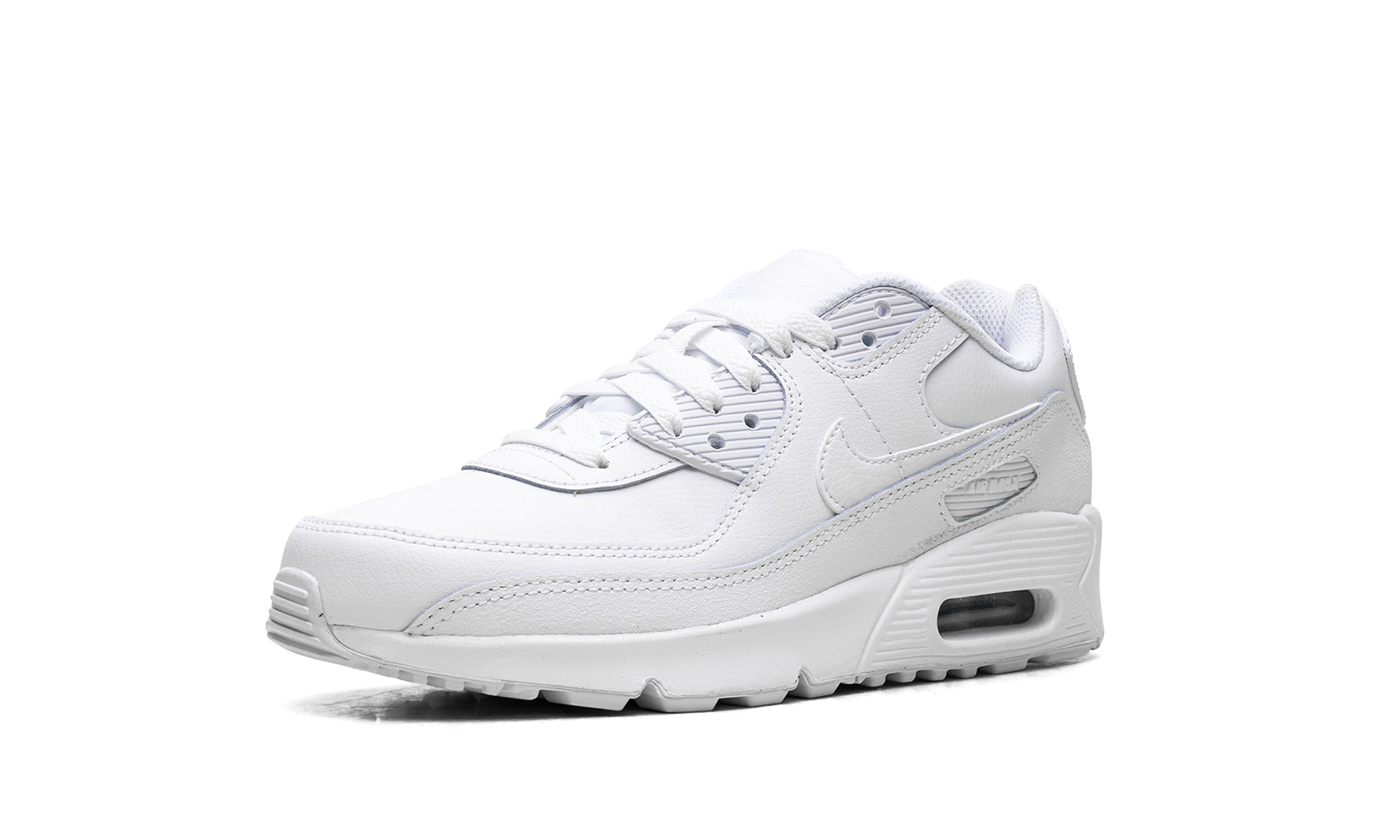 nike air max 90 white metallic silver gs+HF6358-102+left diagnol single view
