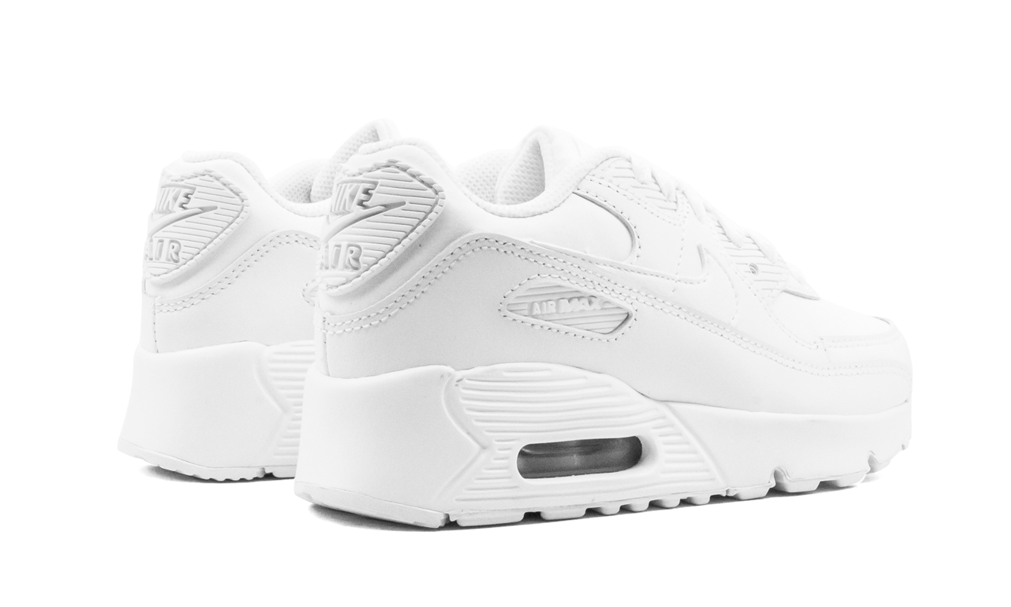 nike air max 90 white ps+CD6867-100+diagnol right behind view