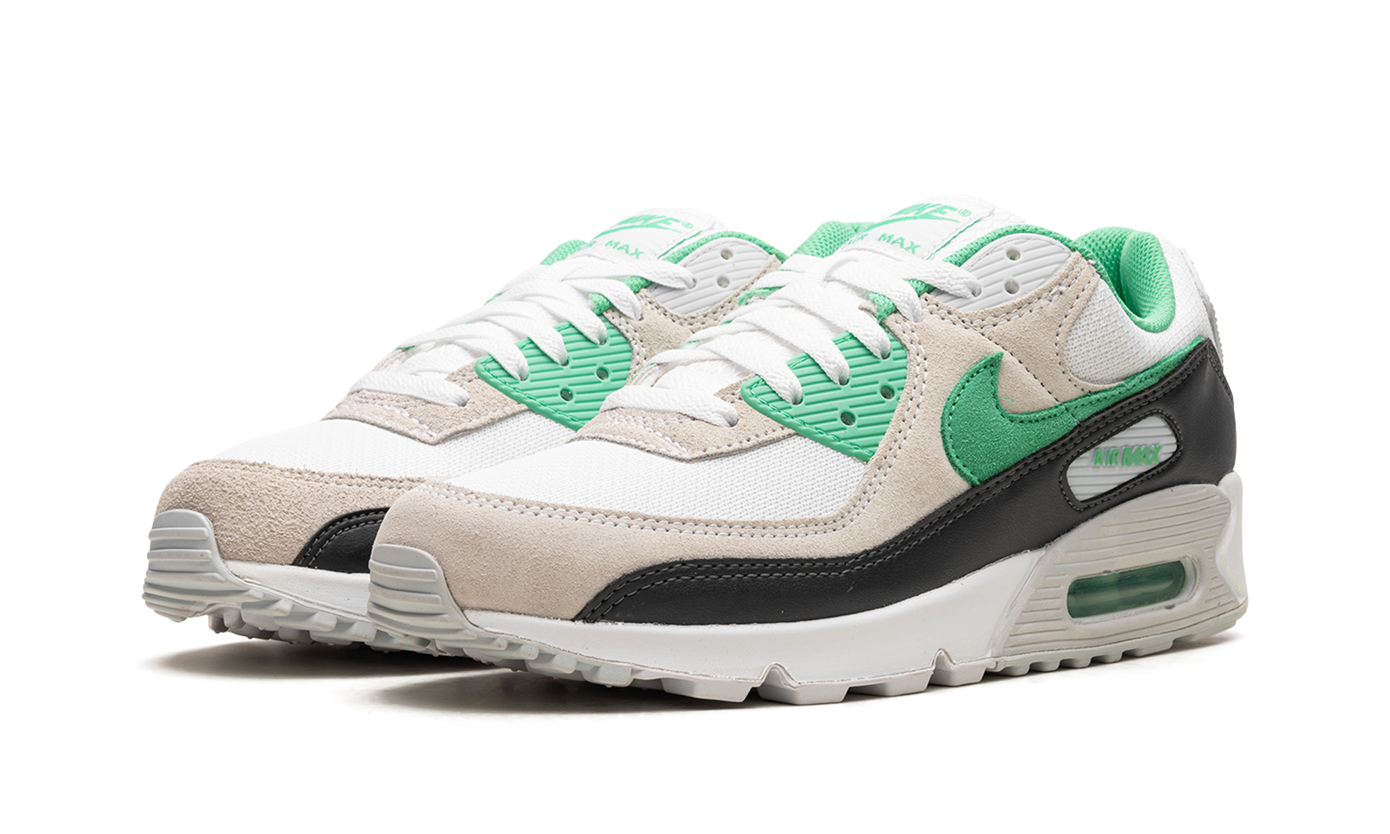 nike air max 90 white spring green+DM0029-104+diagnol left view