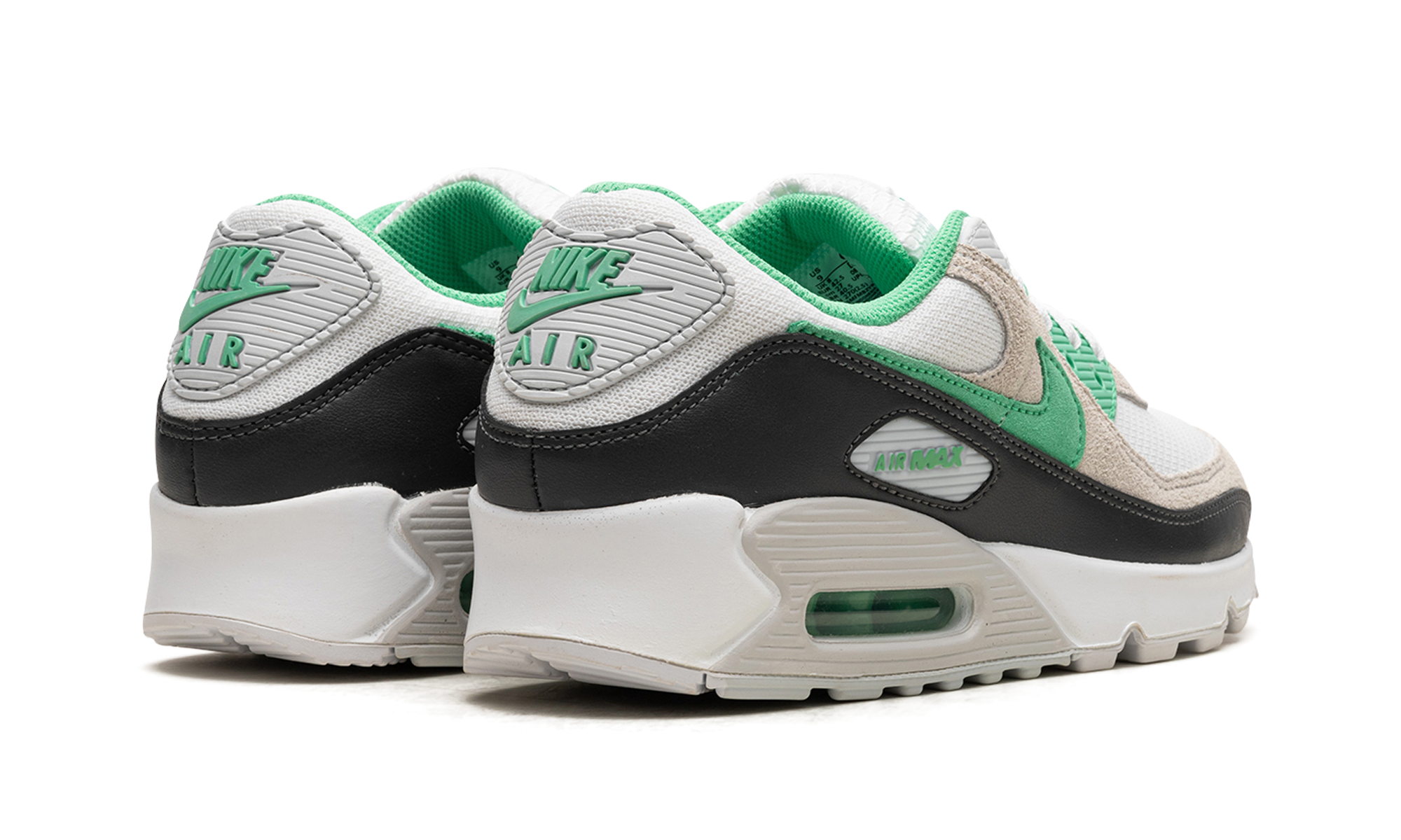 nike air max 90 white spring green+DM0029-104+diagnol right behind view