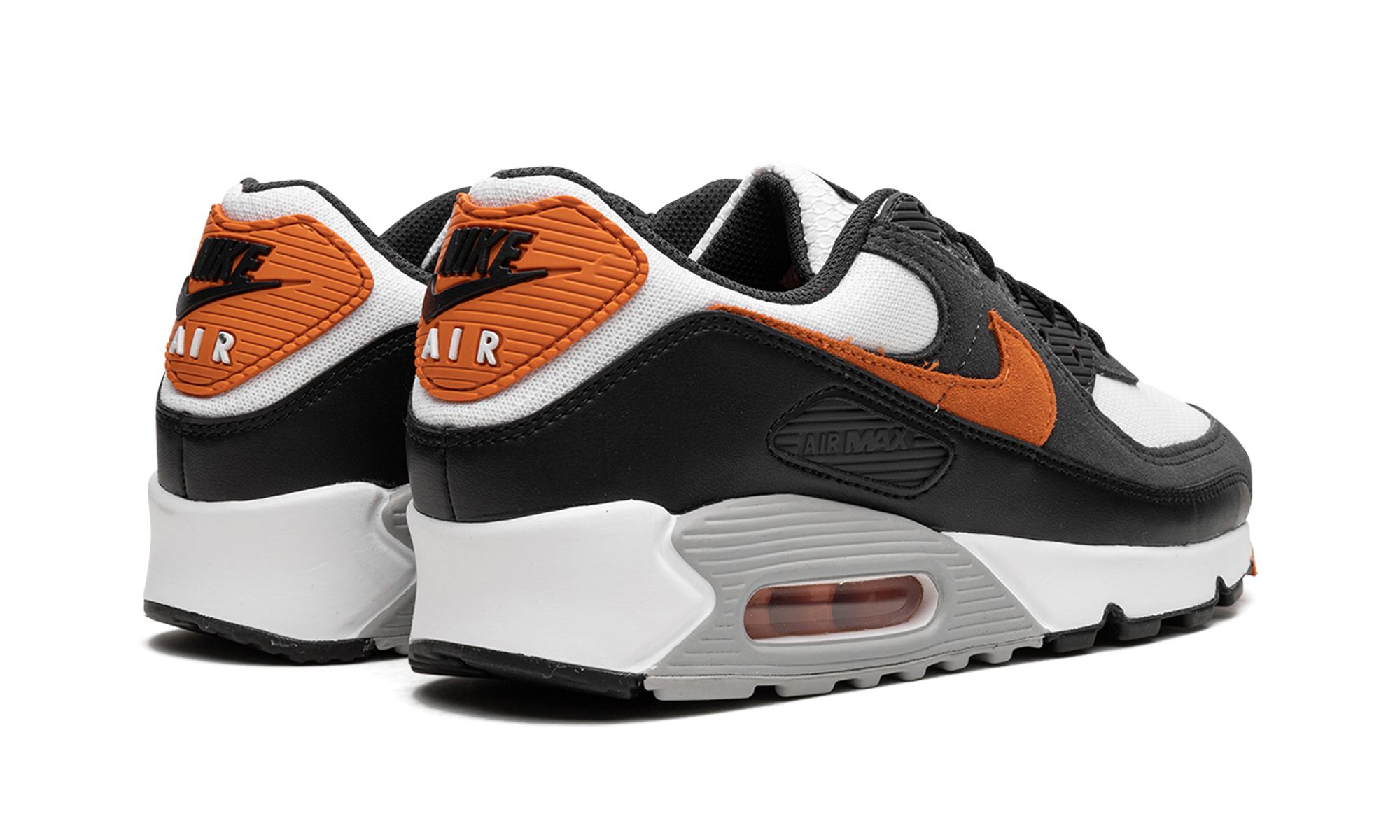 nike air max 90 white starfish black+DM0029-101+diagnol right behind view