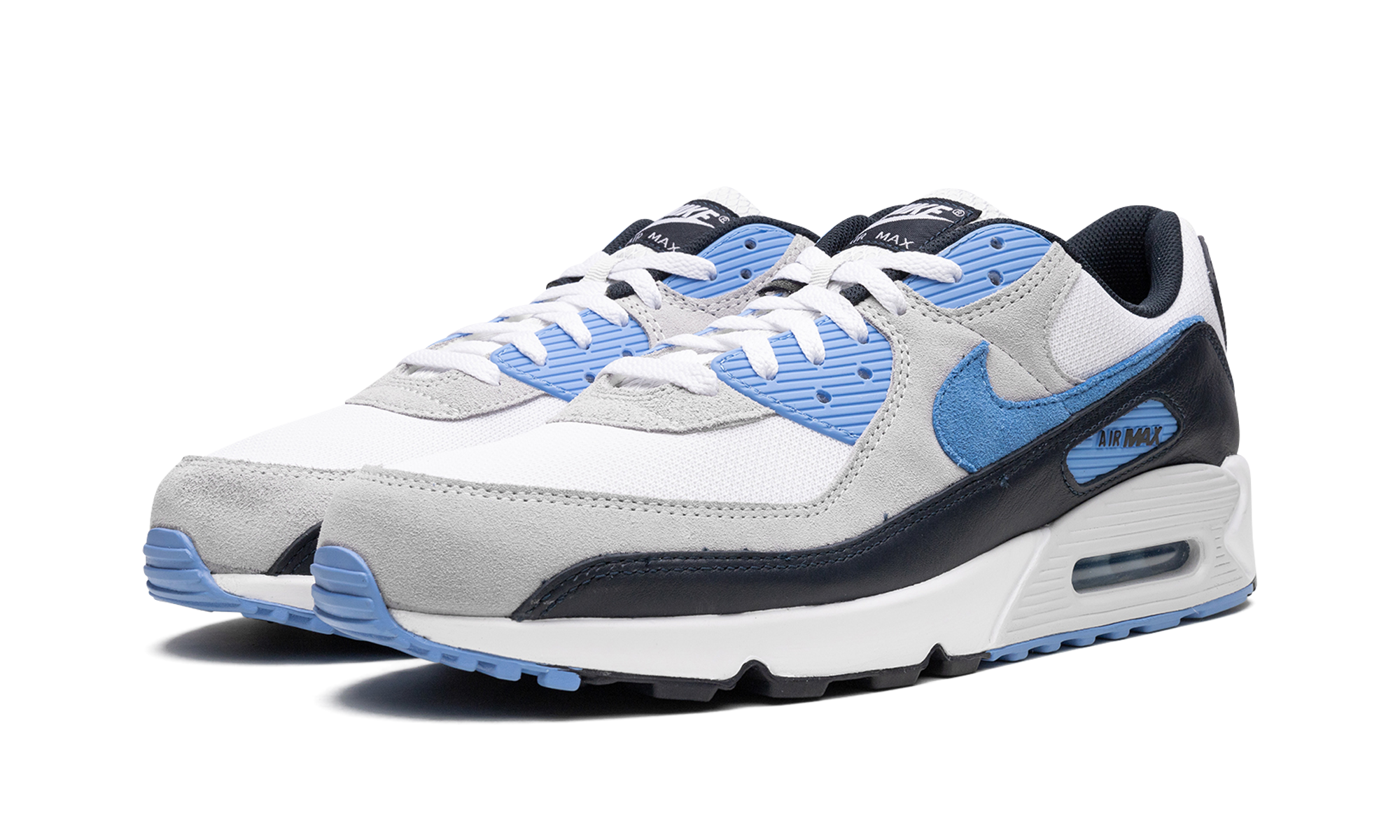 nike air max 90 white university blue+DQ4071-101+diagnol left view