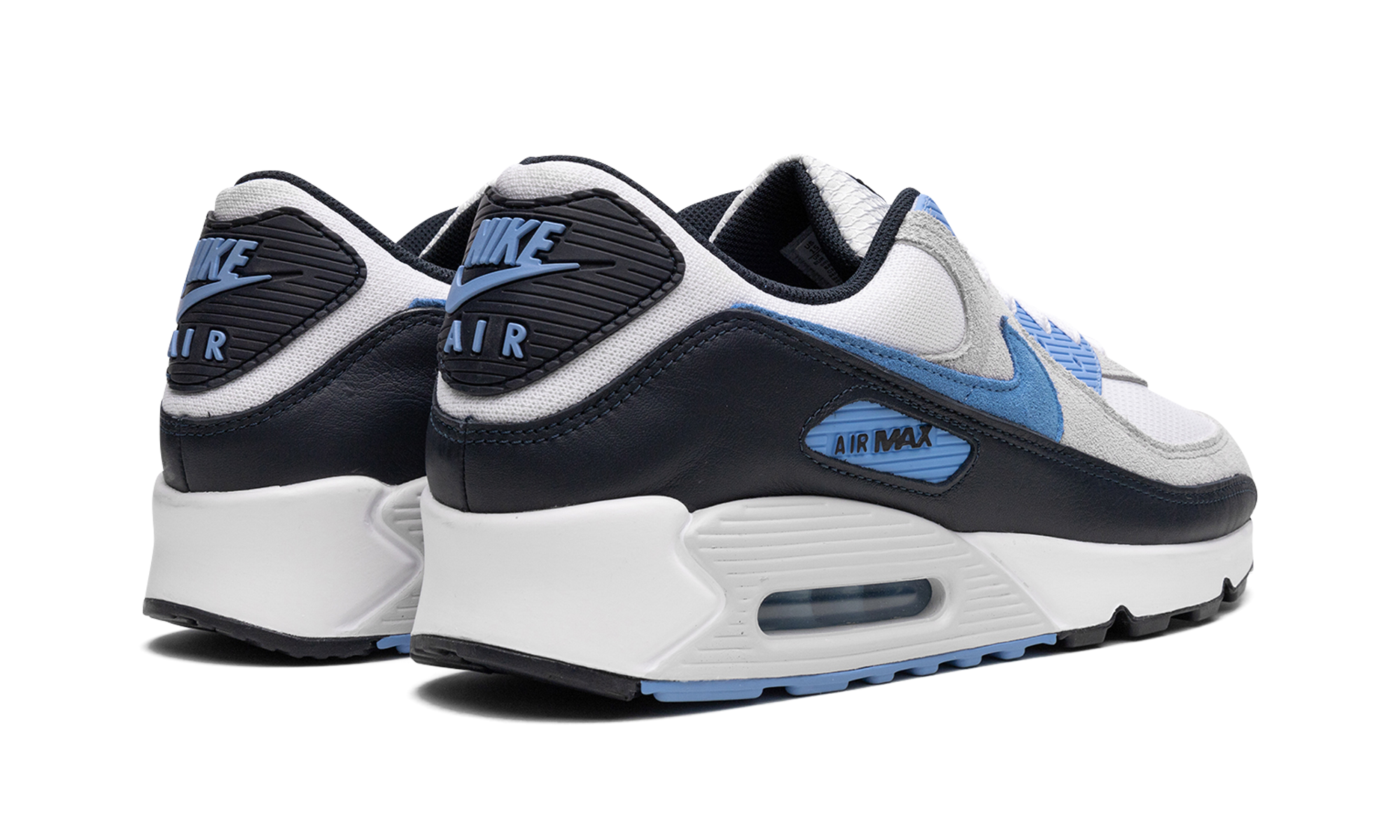 nike air max 90 white university blue+DQ4071-101+diagnol right behind view