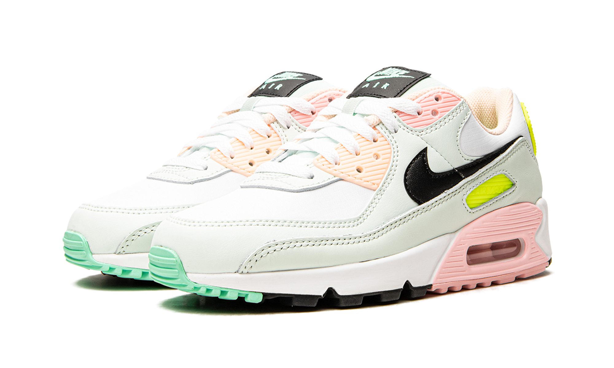 nike air max 90 white volt green glow women s+CZ1617-100+diagnol left view