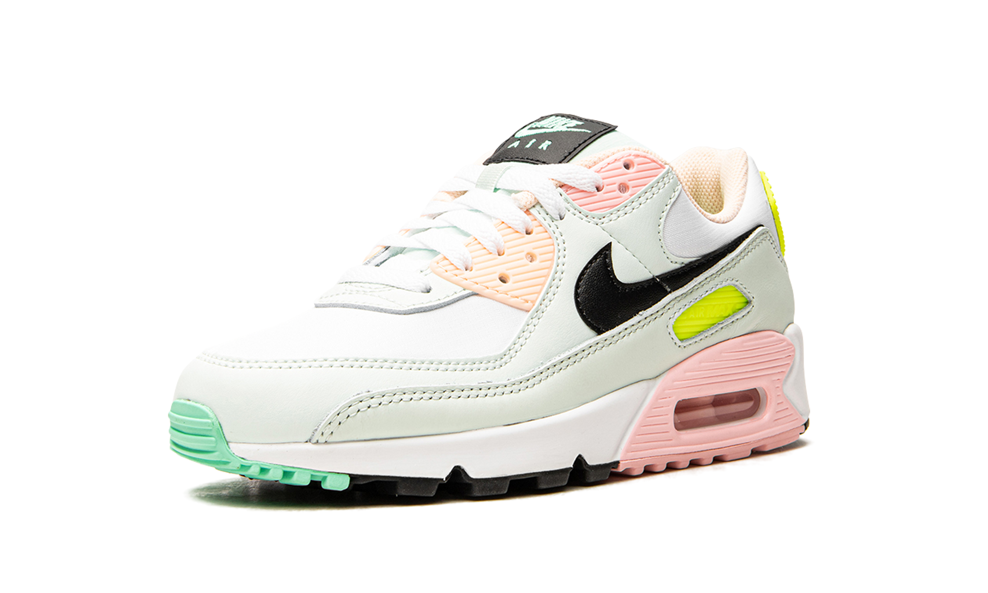 nike air max 90 white volt green glow women s+CZ1617-100+left diagnol single view