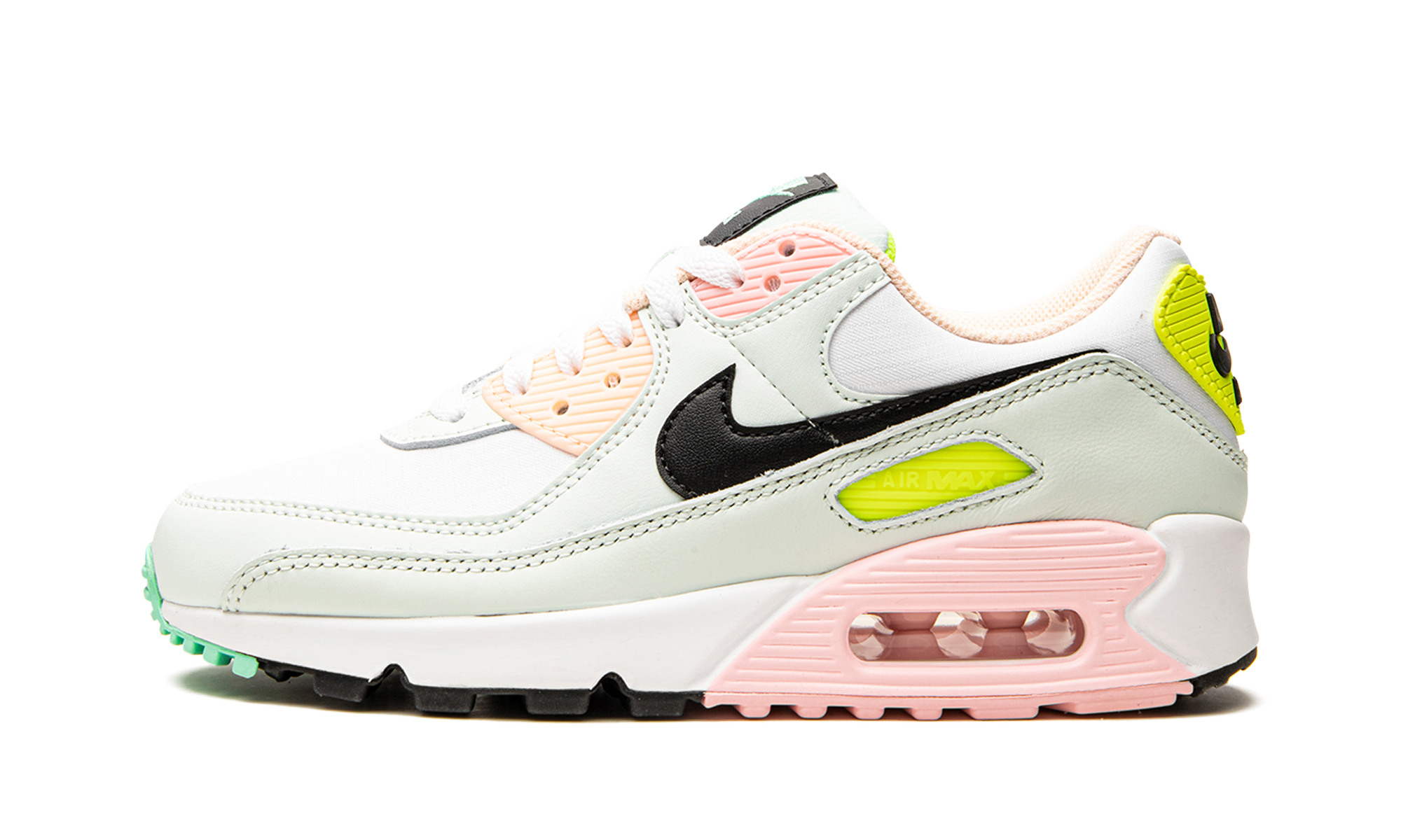 nike air max 90 white volt green glow women s+CZ1617-100+diagnol right view 1