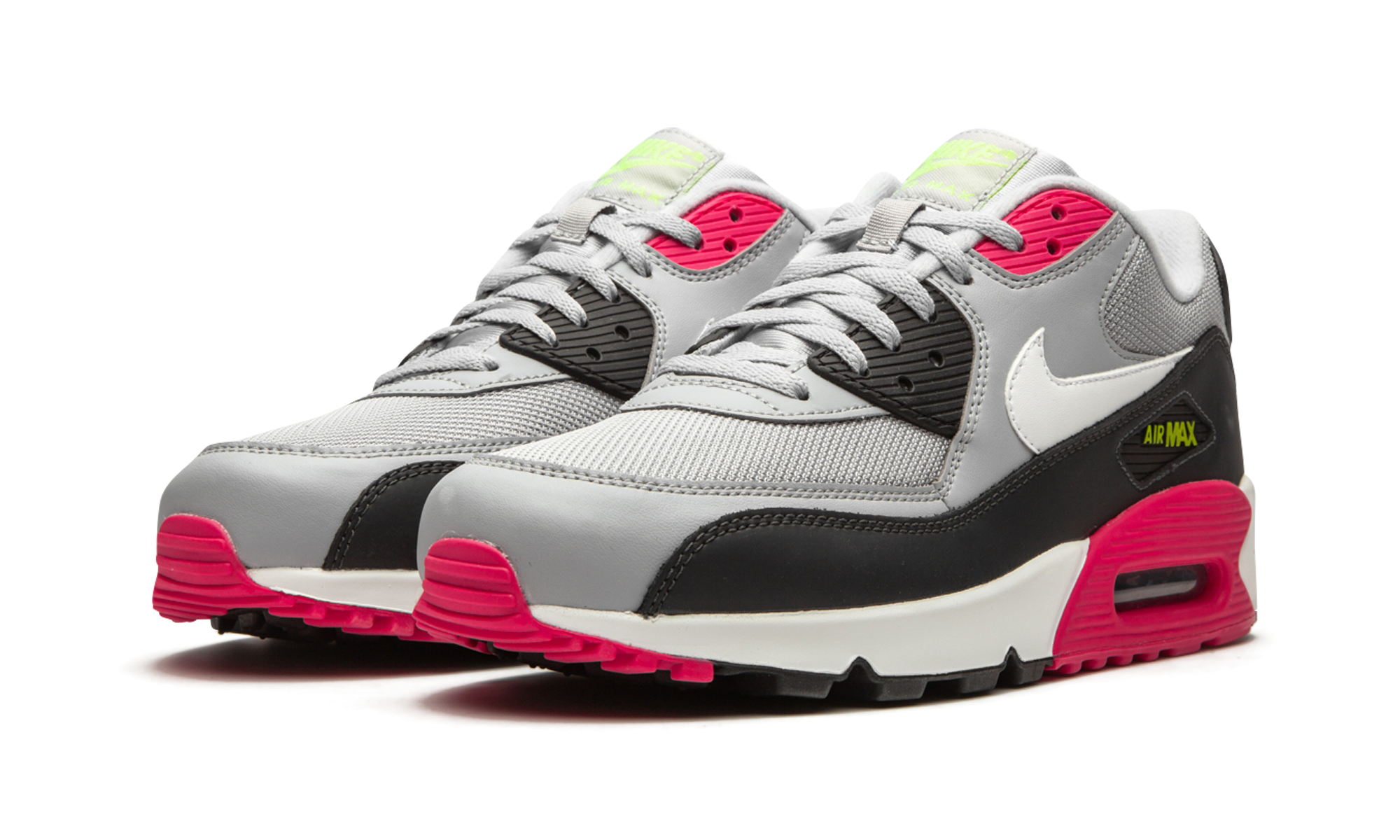 nike air max 90 wolf grey rush pink+AJ1285-020+diagnol left view