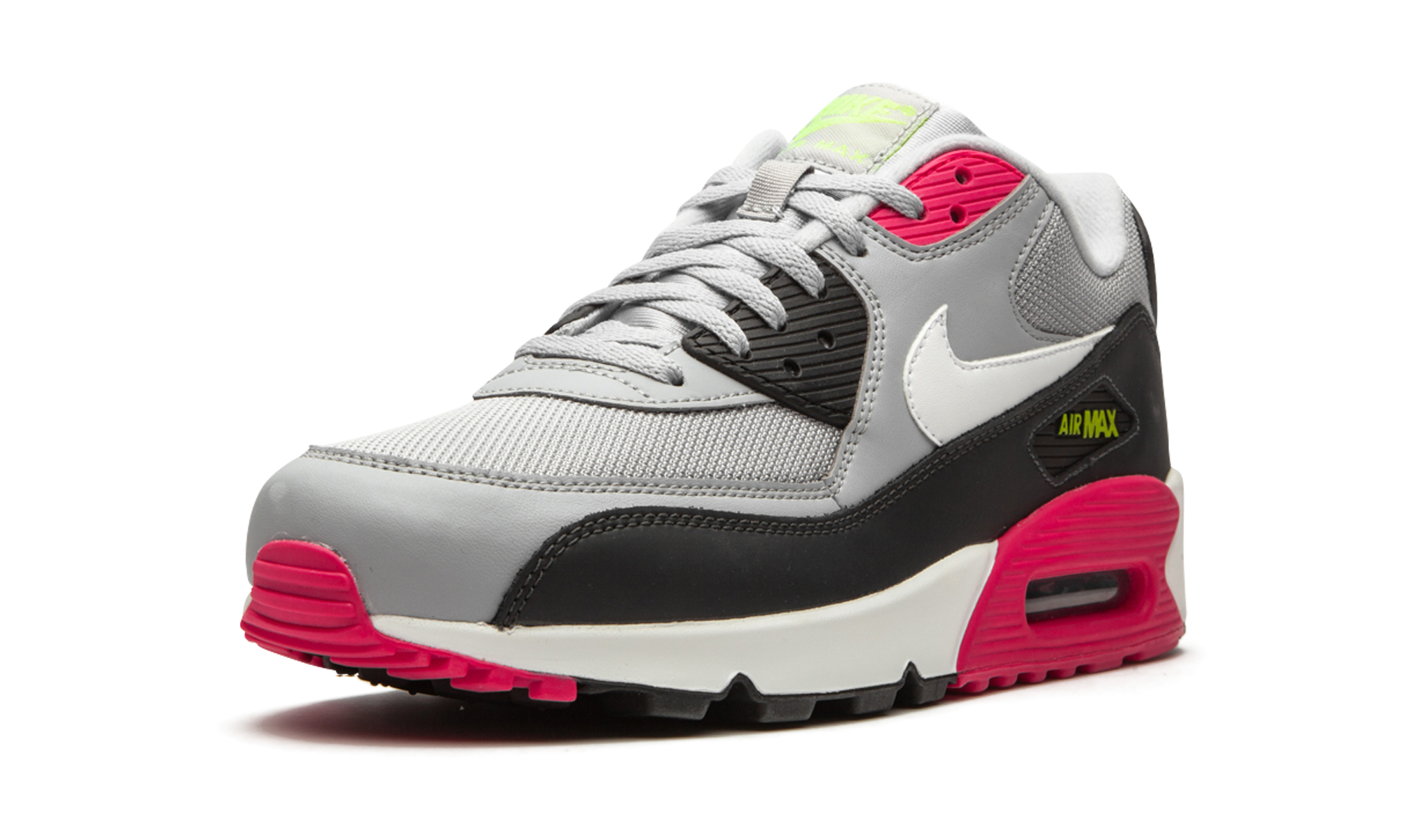 nike air max 90 wolf grey rush pink+AJ1285-020+left diagnol single view