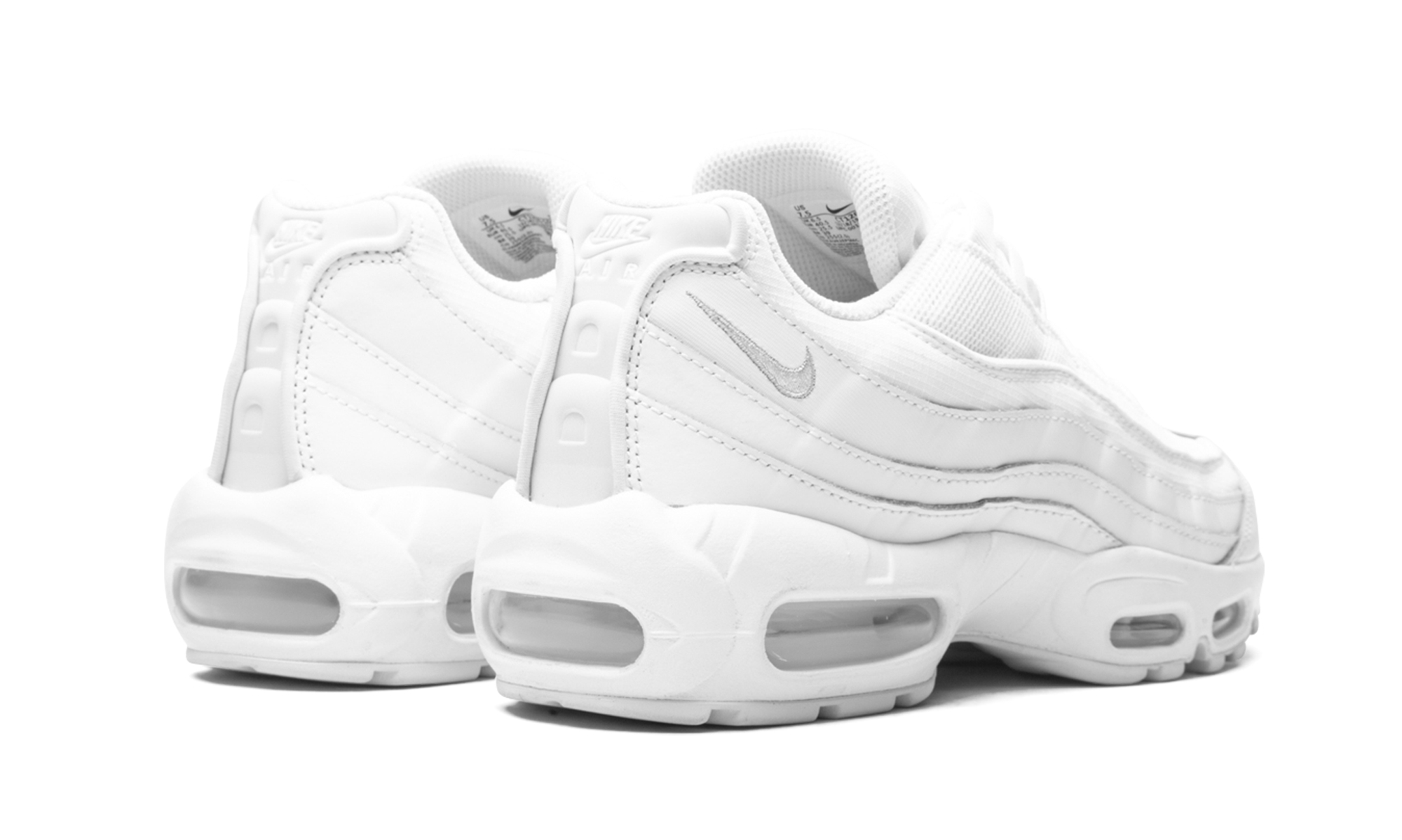 nike air max 95 essential white grey fog+CT1268-100+diagnol right behind view