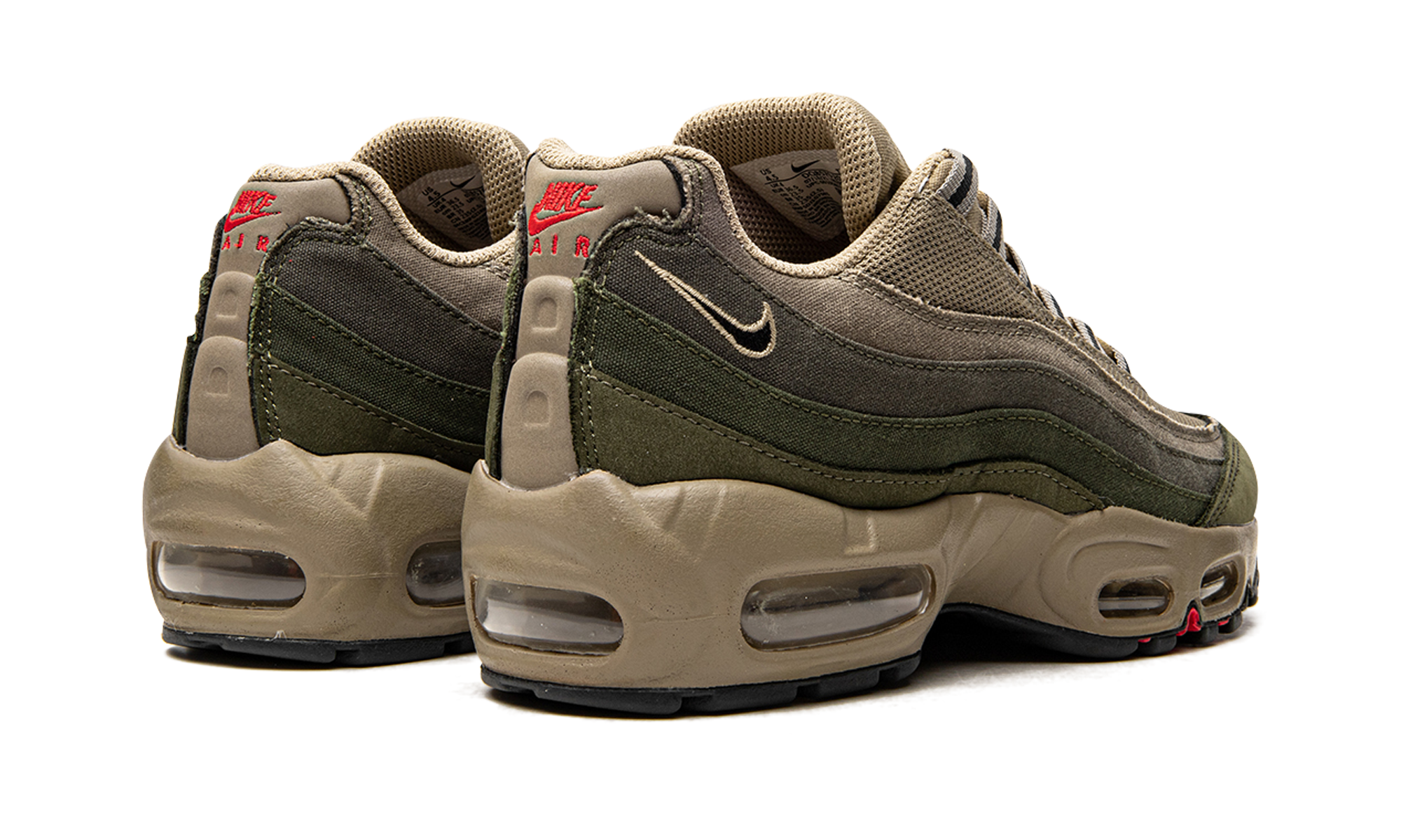 nike air max 95 matte olive+DQ8570-200+diagnol right behind view
