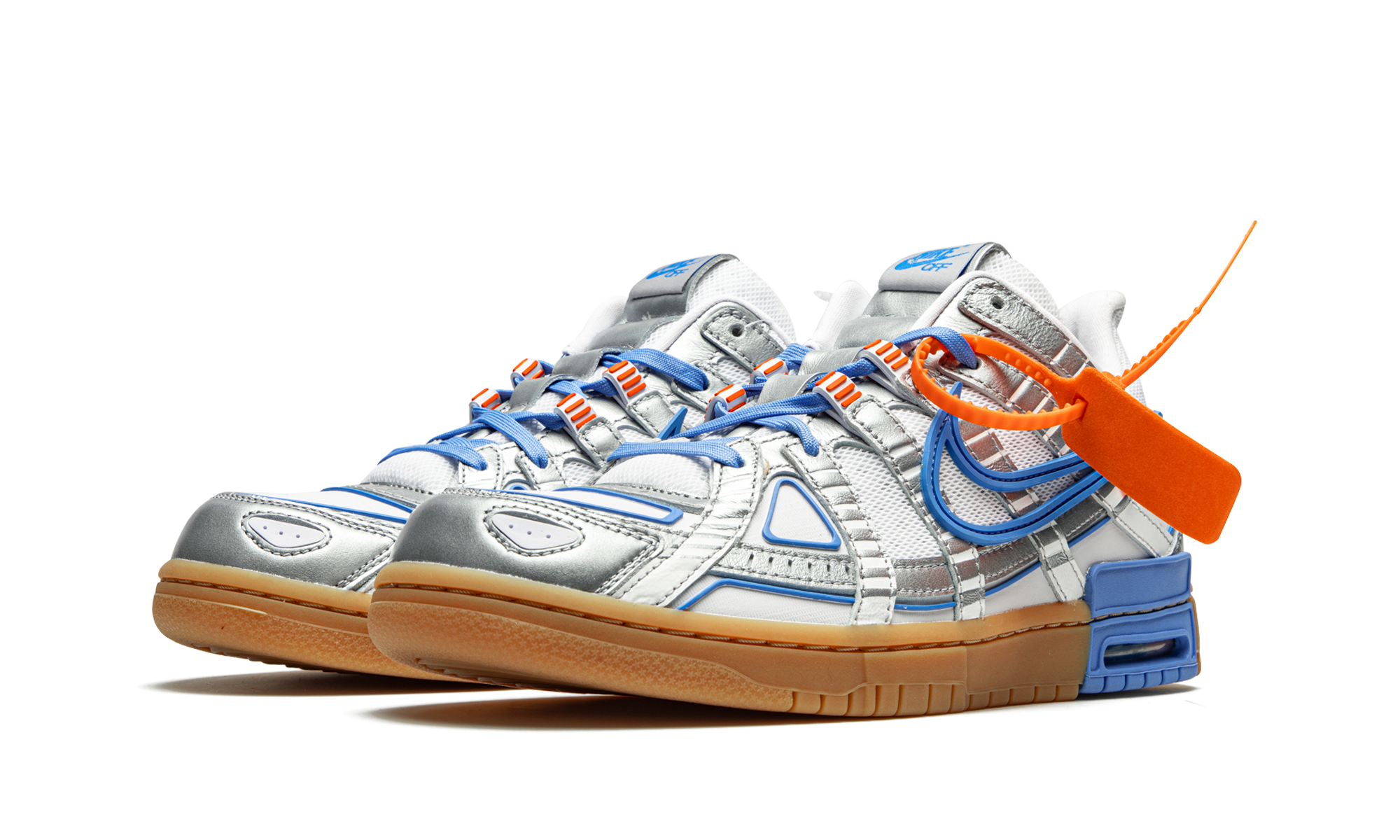 nike air rubber dunk off white unc+CU6015-100+diagnol left view