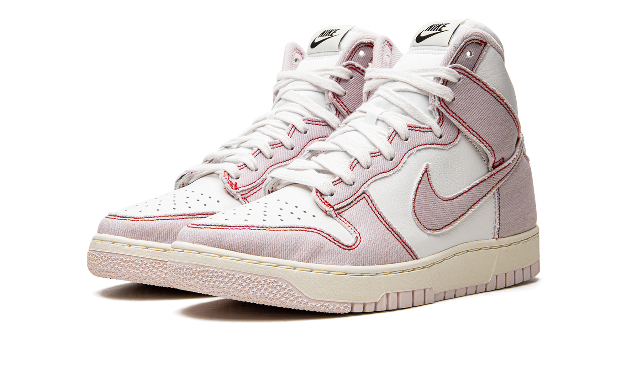 nike dunk high 1985 barely rose denim+DQ8799-100+diagnol left view