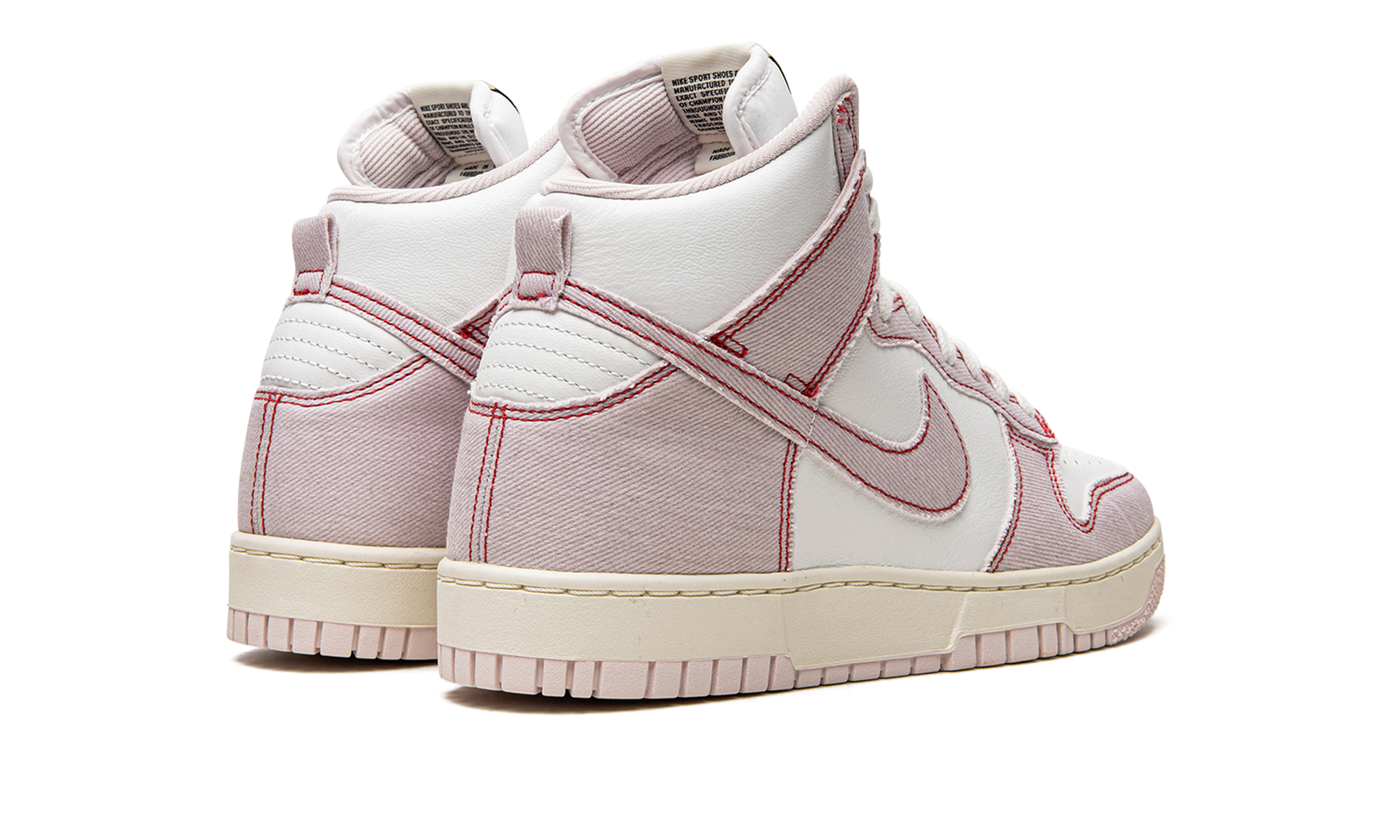 nike dunk high 1985 barely rose denim+DQ8799-100+diagnol right behind view