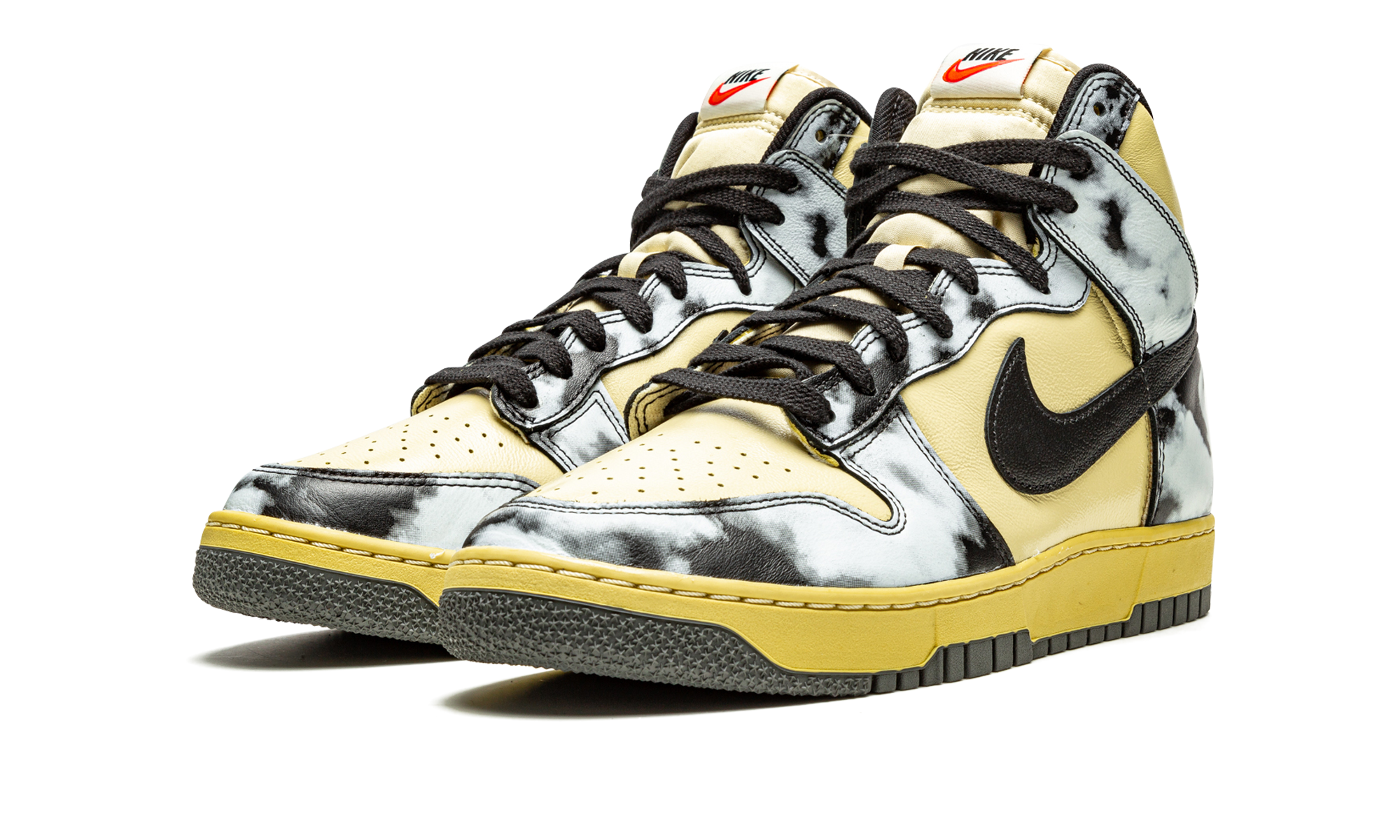 nike dunk high 1985 black acid wash+DD9404-700+diagnol left view