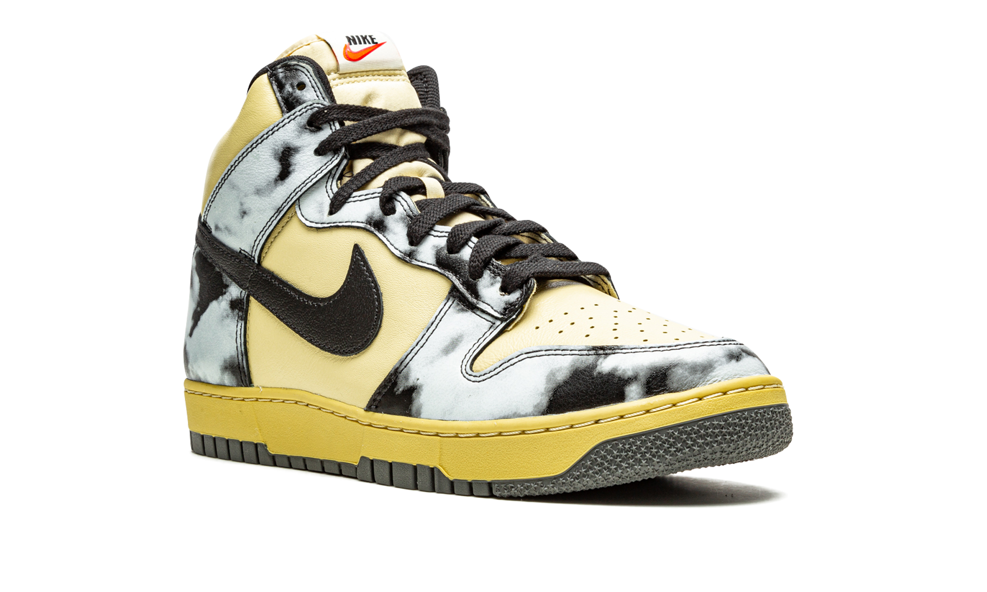 nike dunk high 1985 black acid wash+DD9404-700+diagnol right view