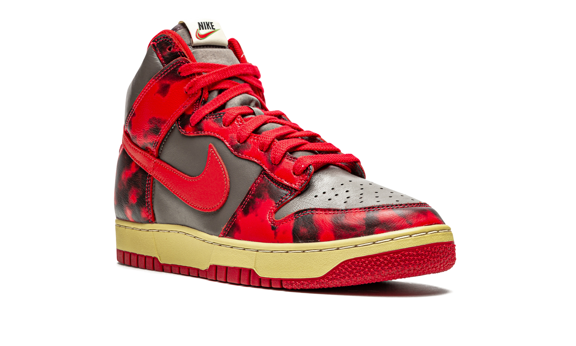 nike dunk high 1985 red acid wash+DD9404-600+diagnol right view