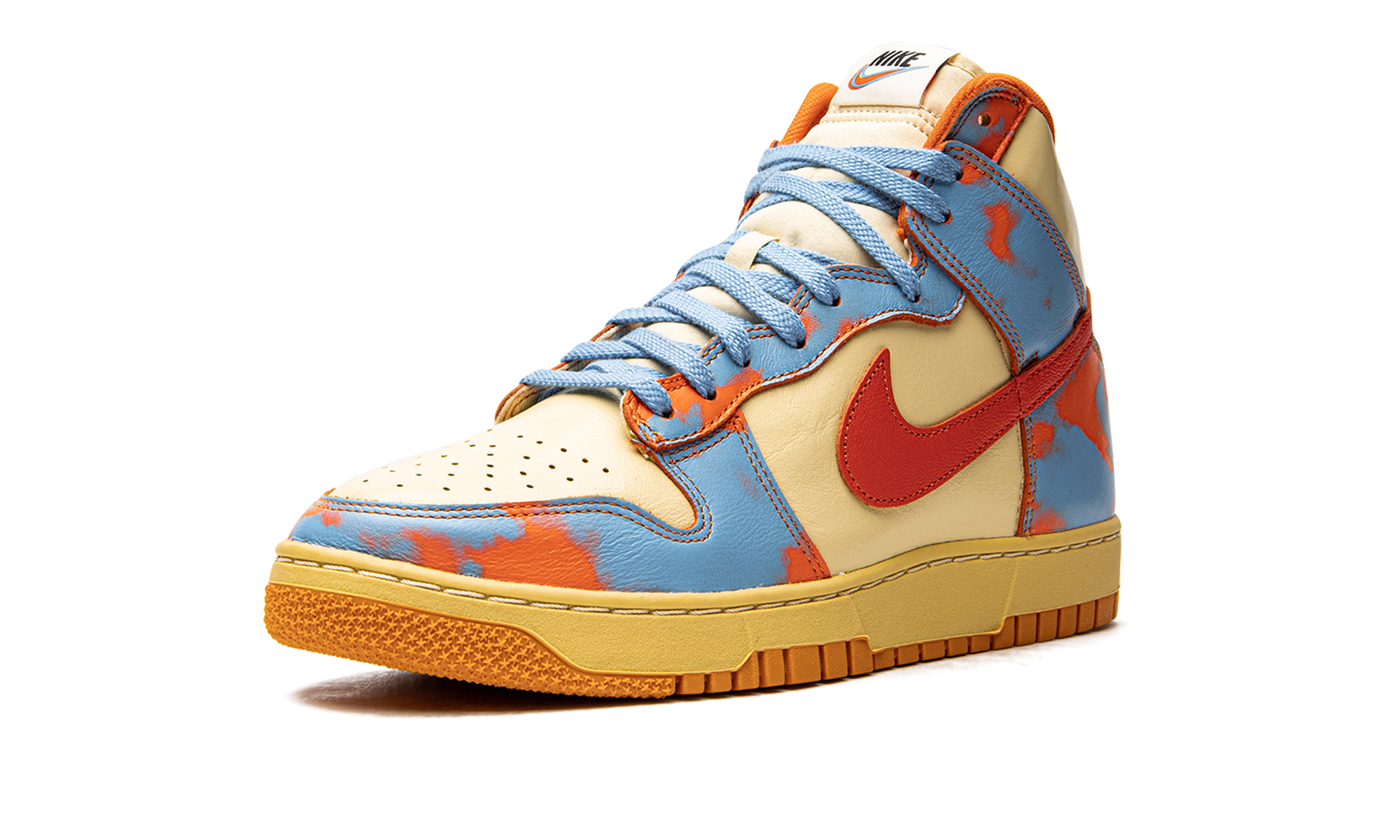 nike dunk high 1985 sp orange acid wash+DD9404-800+left diagnol single view