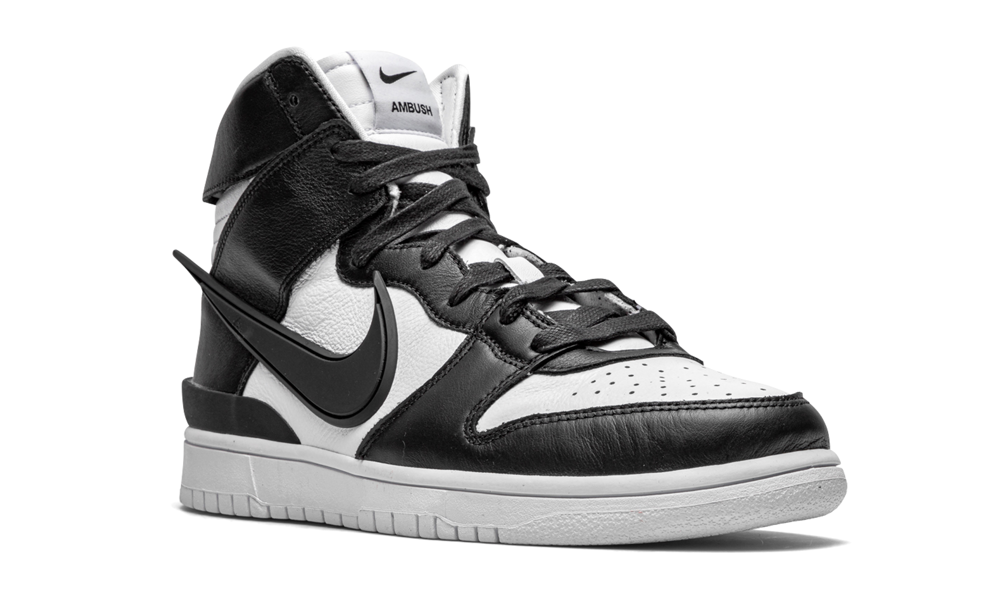 nike dunk high ambush black white+CU7544-001+diagnol right view