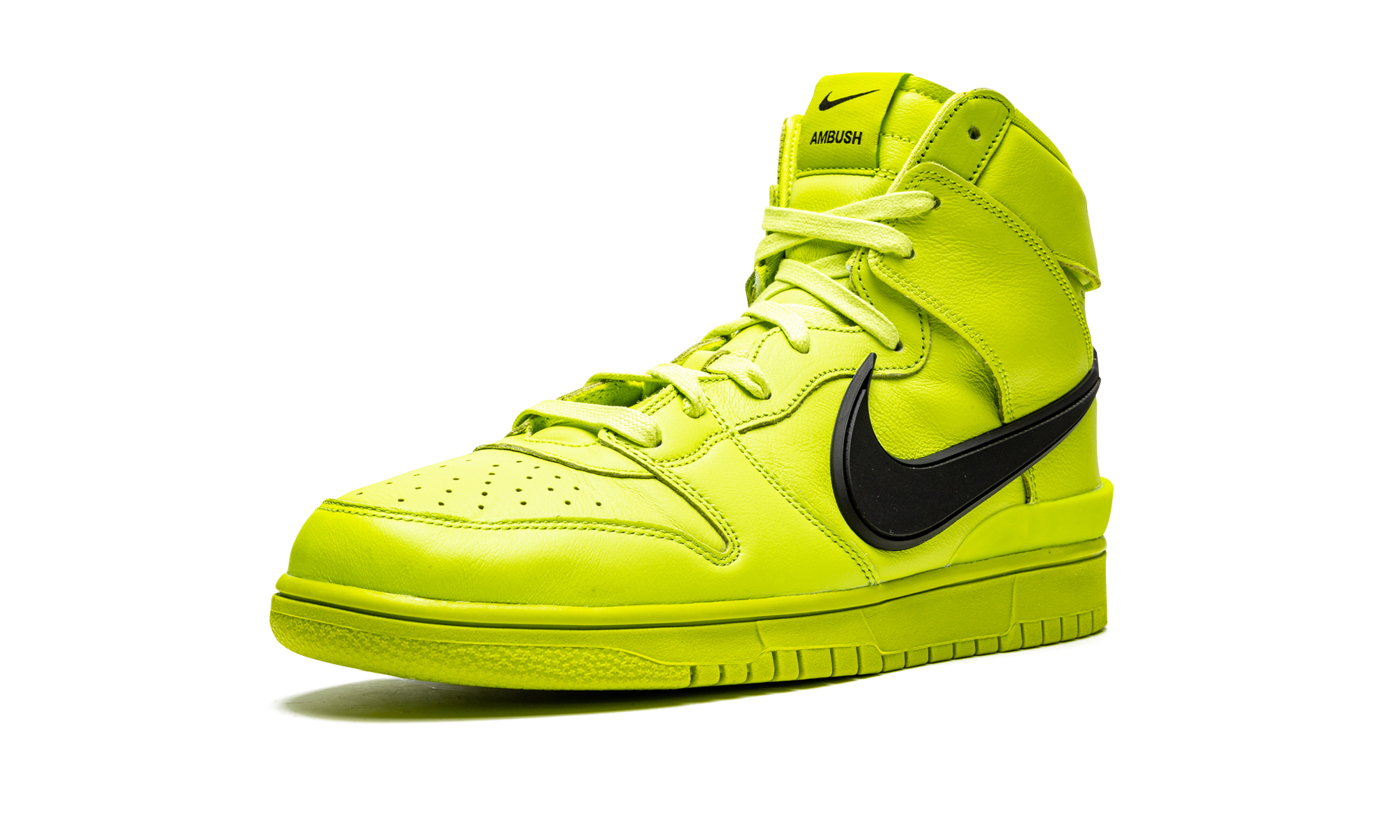 nike dunk high ambush flash lime+CU7544-300+left diagnol single view