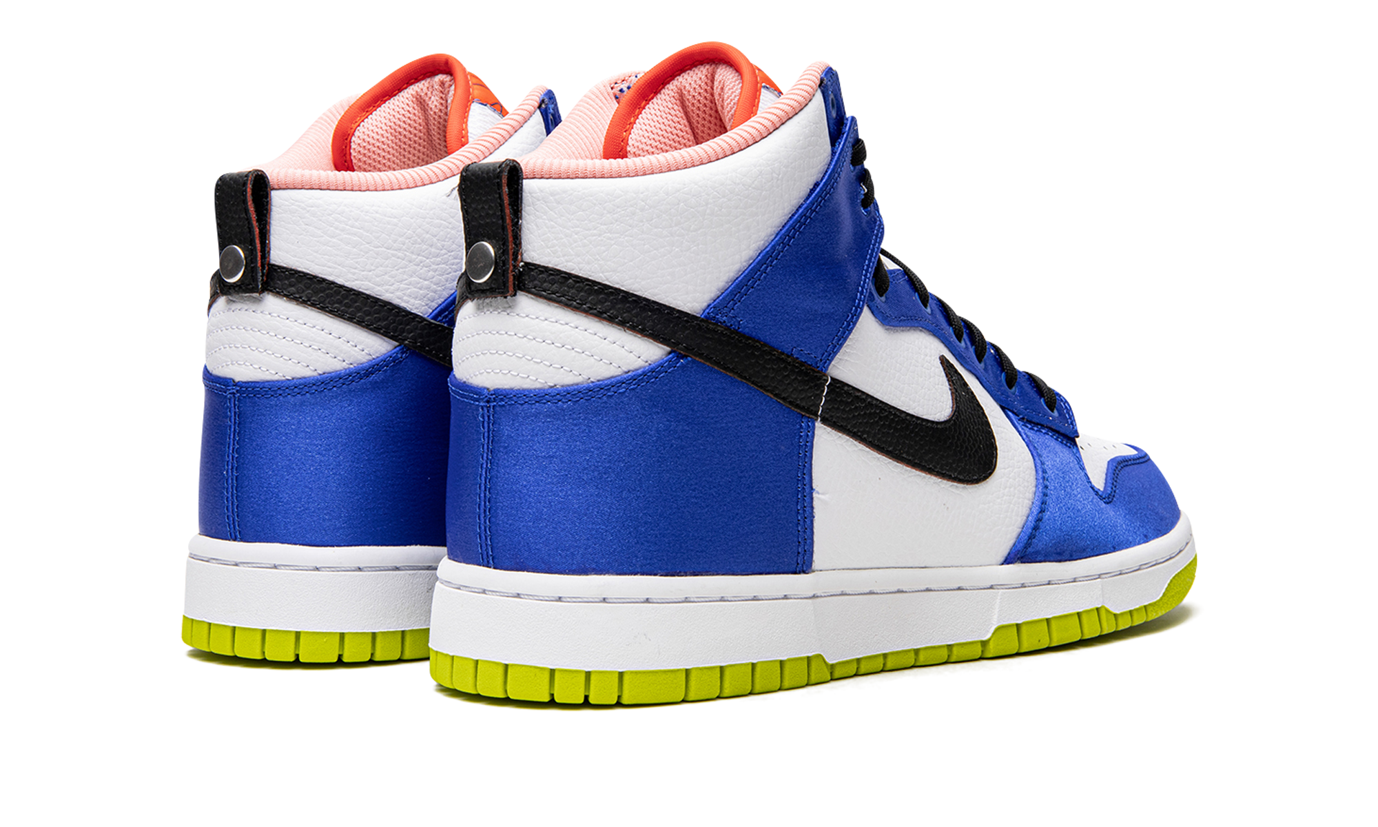 nike dunk high blue satin women s+DV2185-100+diagnol right behind view