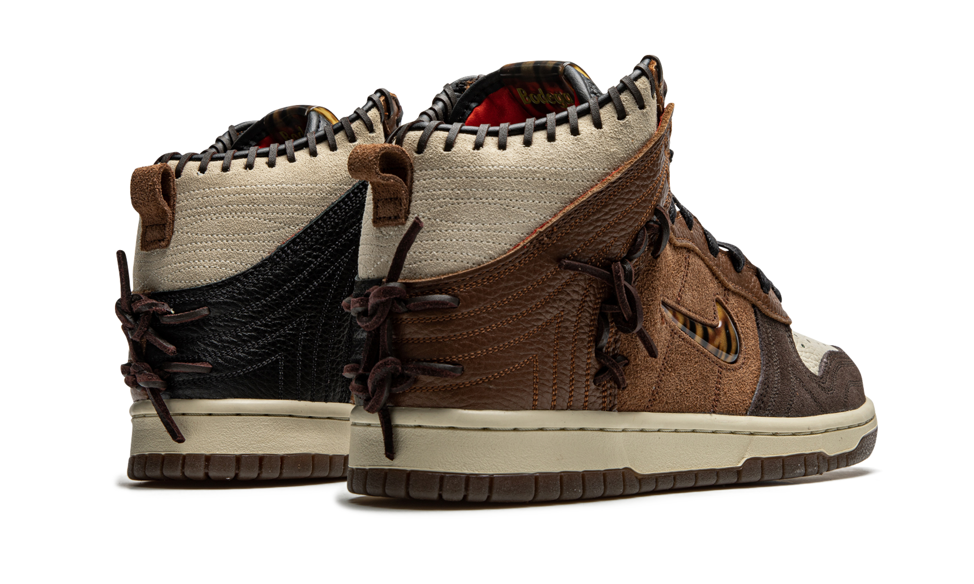 nike dunk high bodega legend fauna brown+CZ8125-200+diagnol right behind view