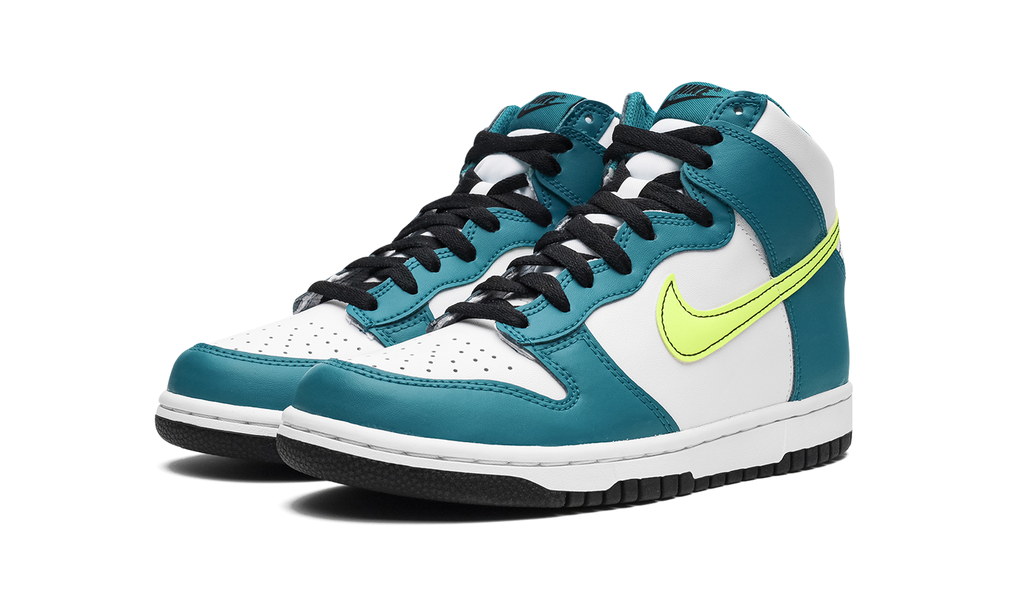 nike dunk high bright spruce volt gs+DB2179-109+diagnol left view