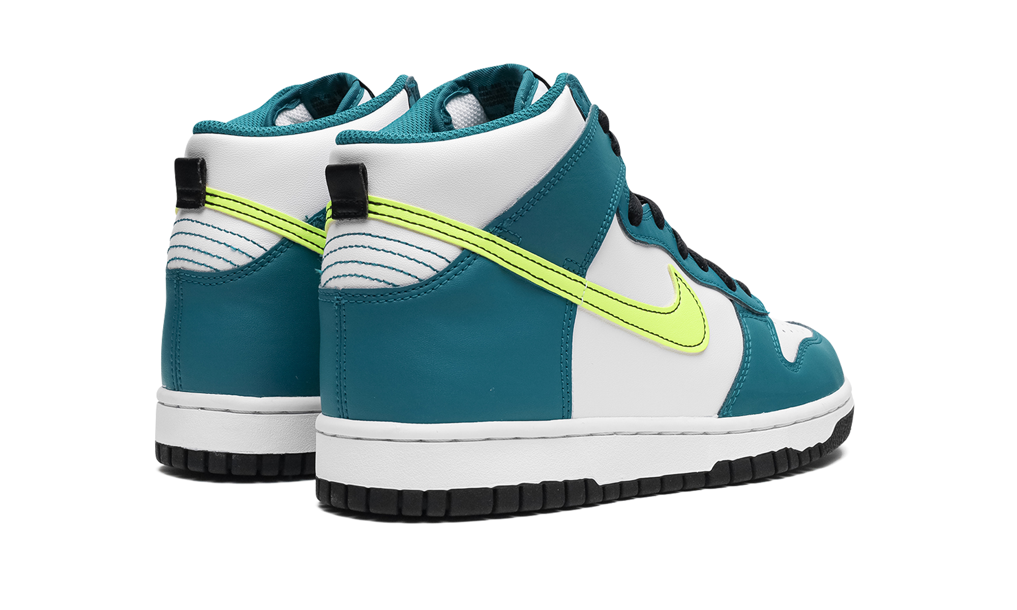 nike dunk high bright spruce volt gs+DB2179-109+diagnol right behind view