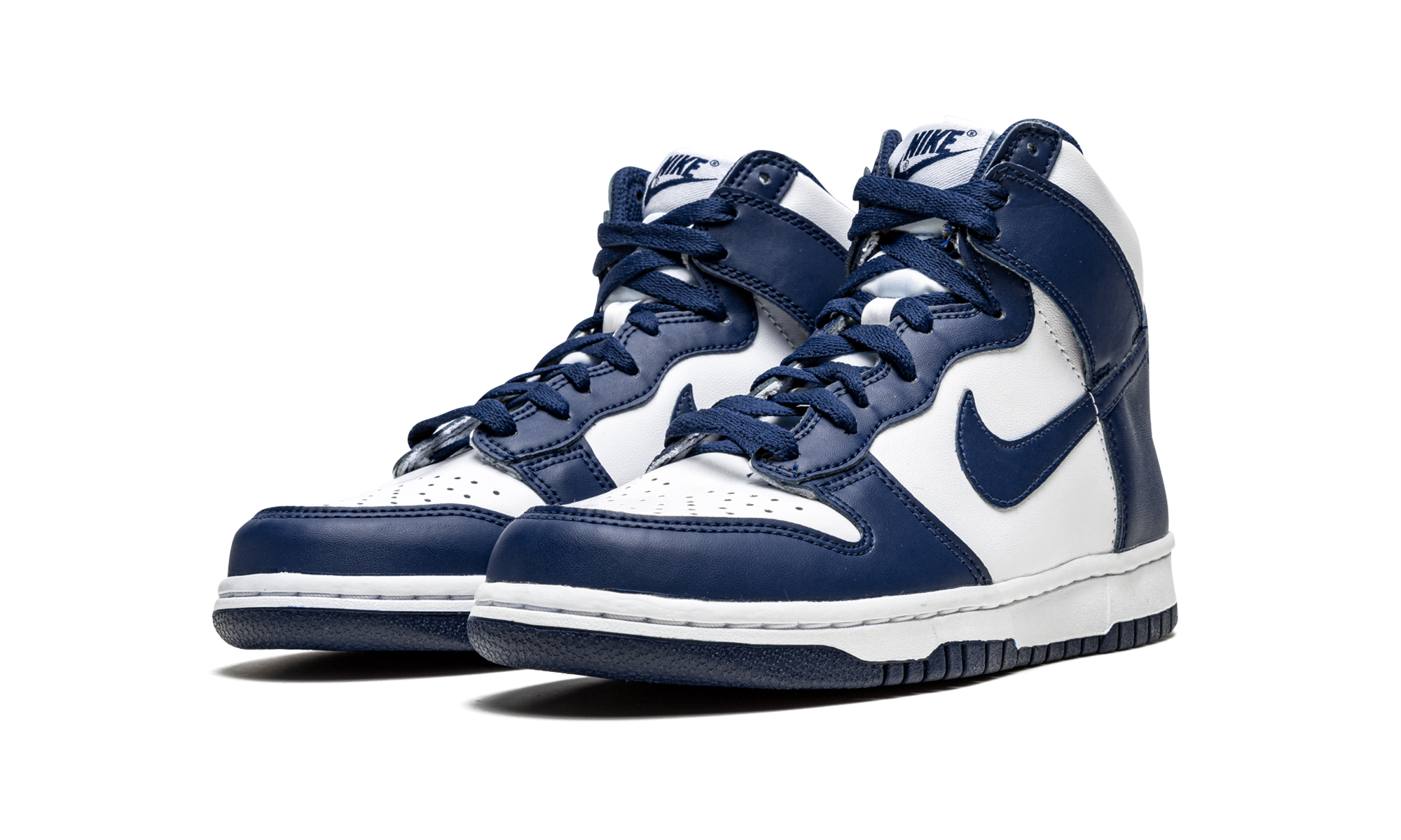 nike dunk high championship navy gs+DB2179-104+diagnol left view