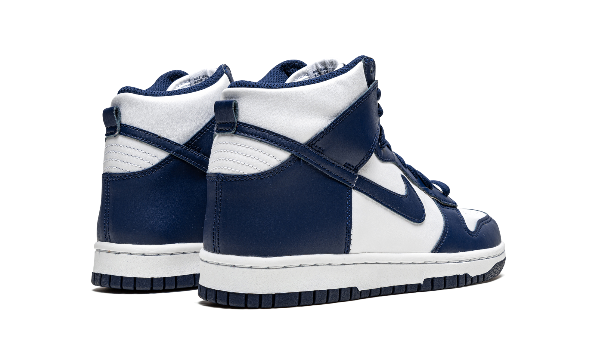 nike dunk high championship navy gs+DB2179-104+diagnol right behind view