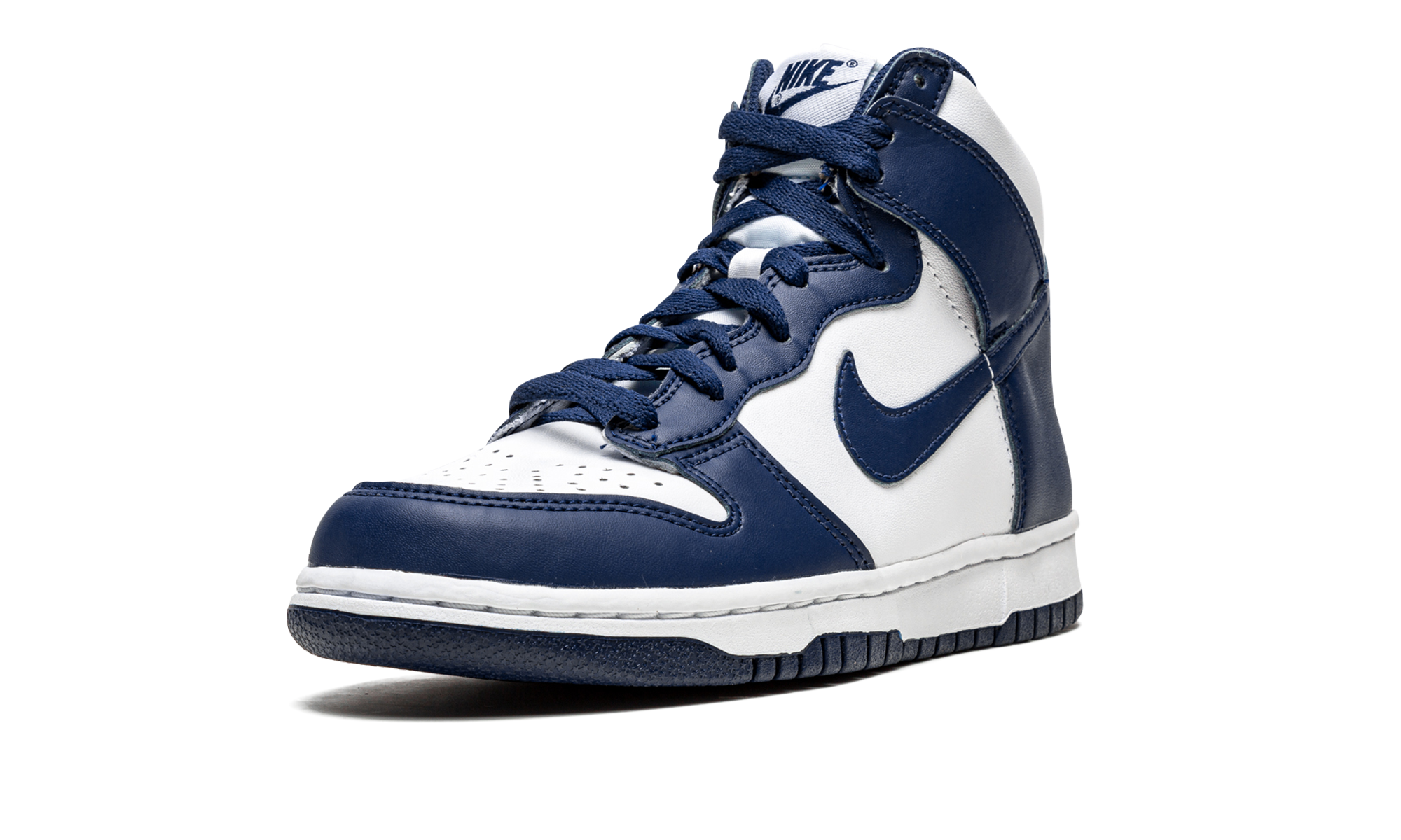 nike dunk high championship navy gs+DB2179-104+left diagnol single view