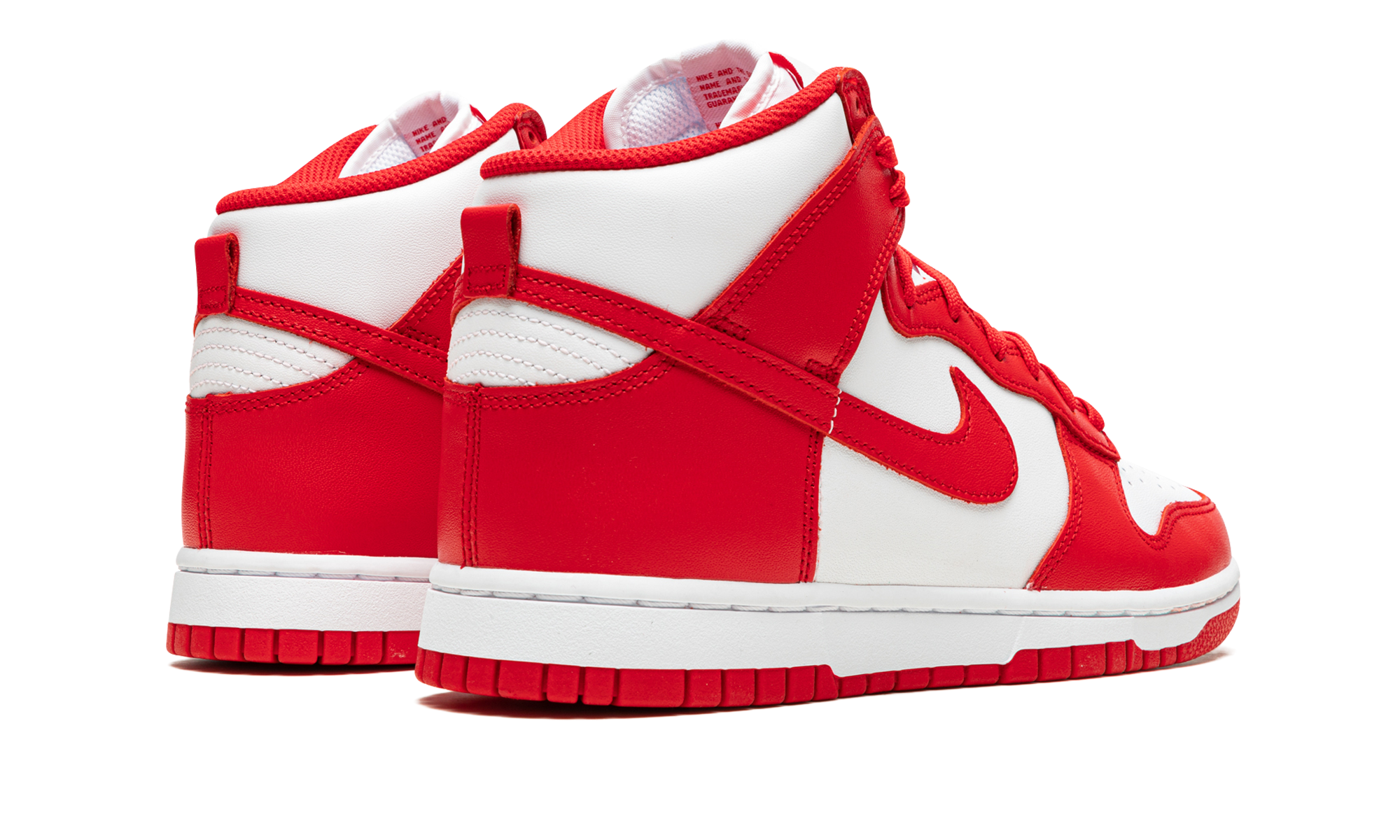nike dunk high championship white red+DD1399-106+diagnol right behind view