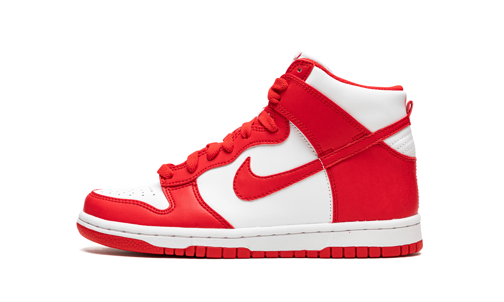 nike dunk high championship white red white tongue tag gs+DB2179-106+diagnol right view 1