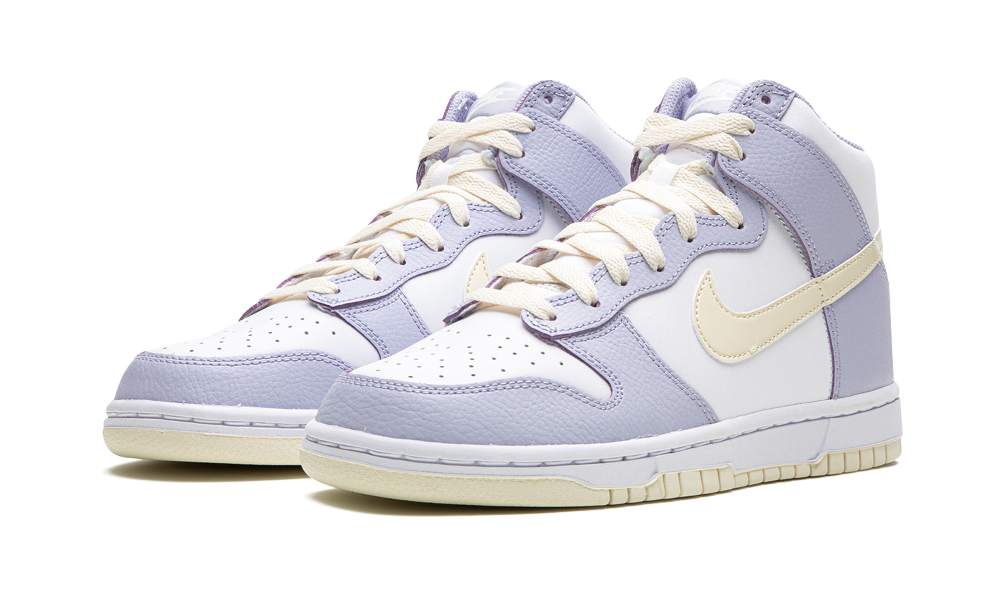 nike dunk high coconut milk oxygen purple women s+FN3504-100+diagnol left view