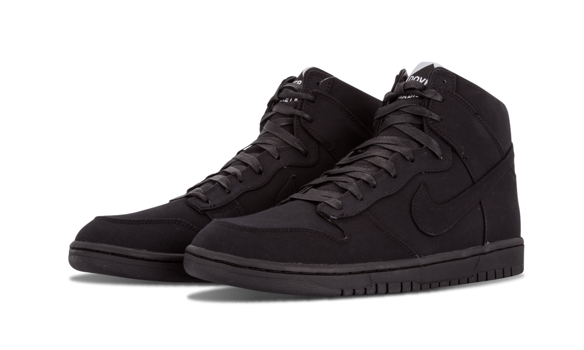 nike dunk high dover street market black+718766-001+diagnol left view
