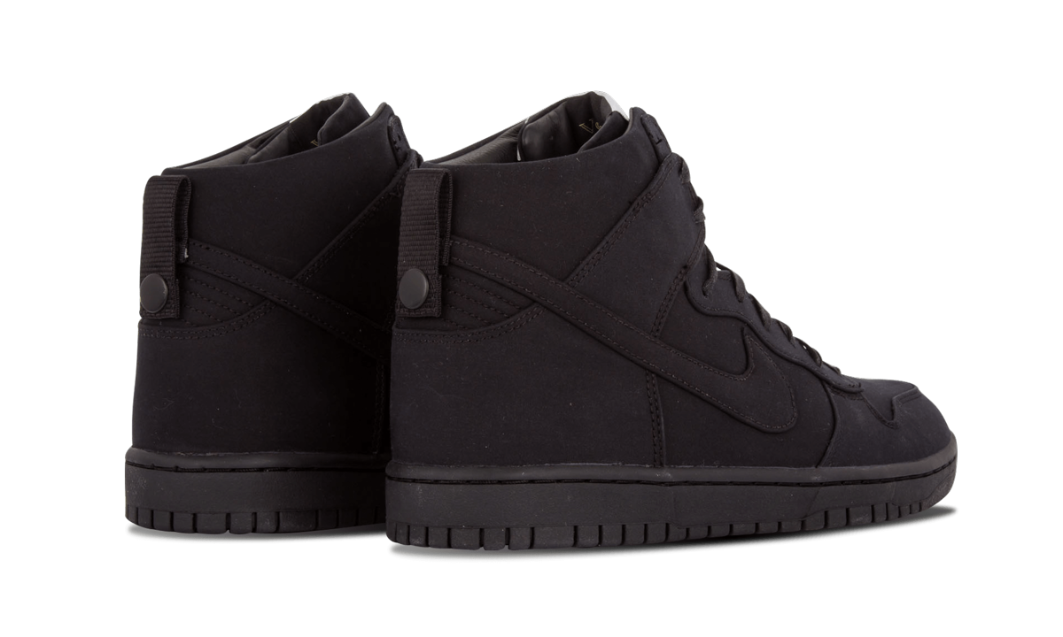 nike dunk high dover street market black+718766-001+diagnol right behind view