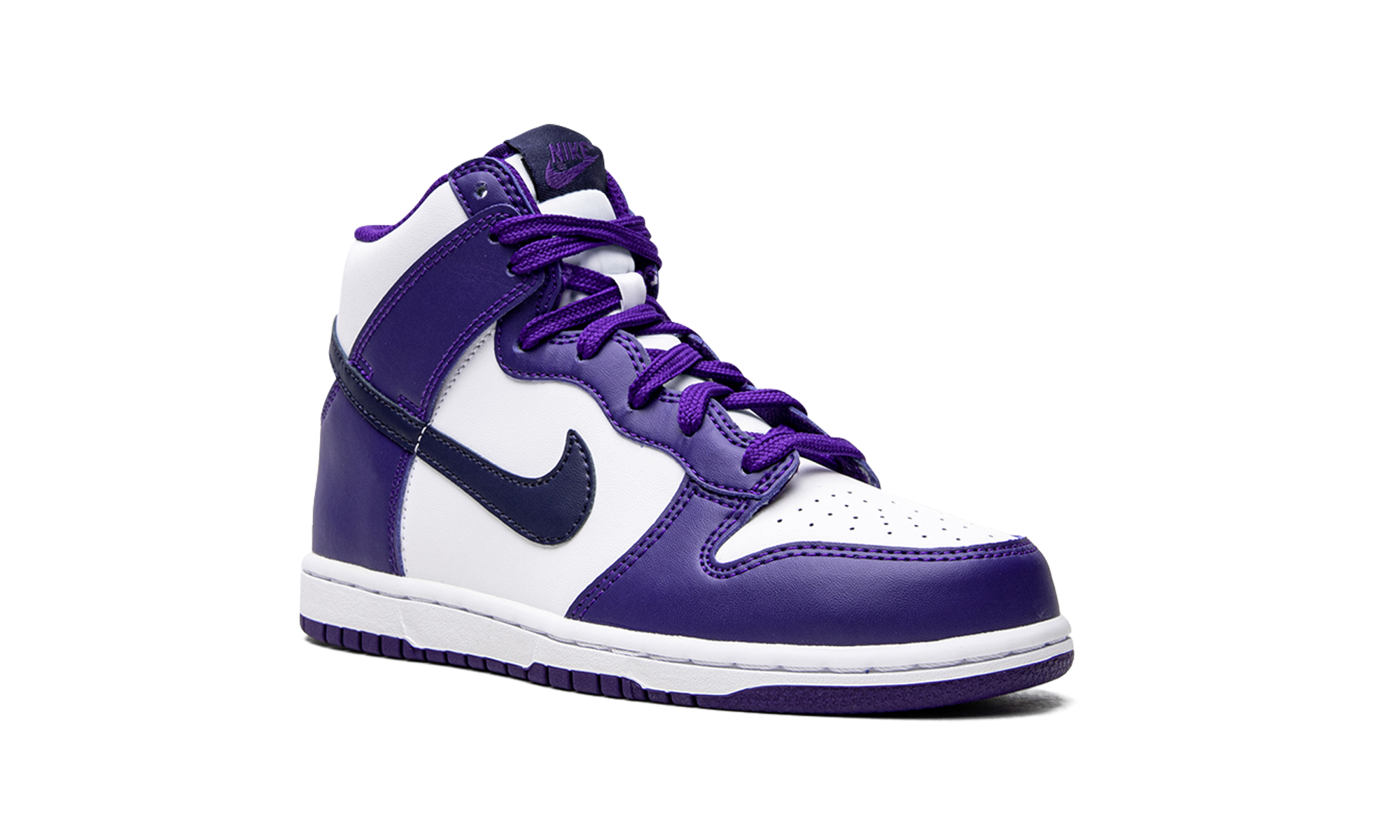 nike dunk high electro purple midnght navy ps+DH9753-100+diagnol right view