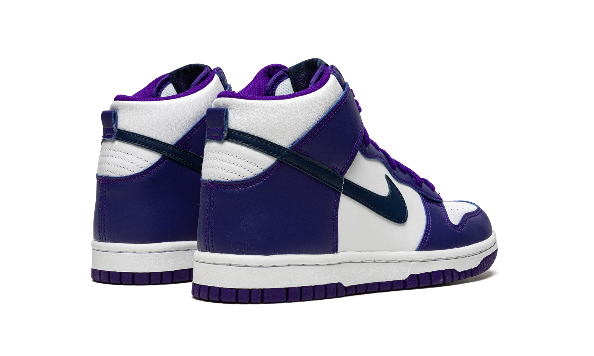nike dunk high electro purple midnight navy gs+DH9751-100+diagnol right behind view