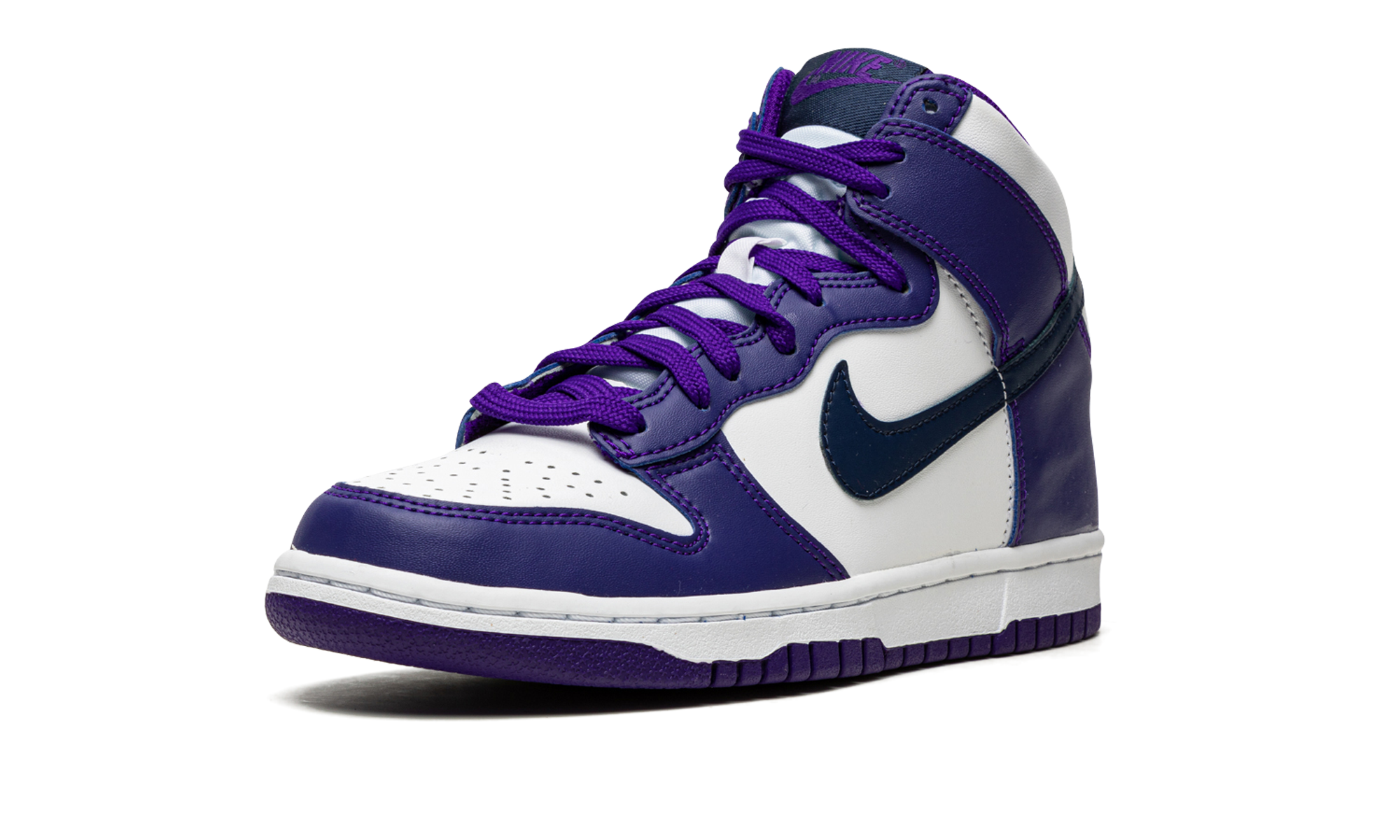 nike dunk high electro purple midnight navy gs+DH9751-100+left diagnol single view