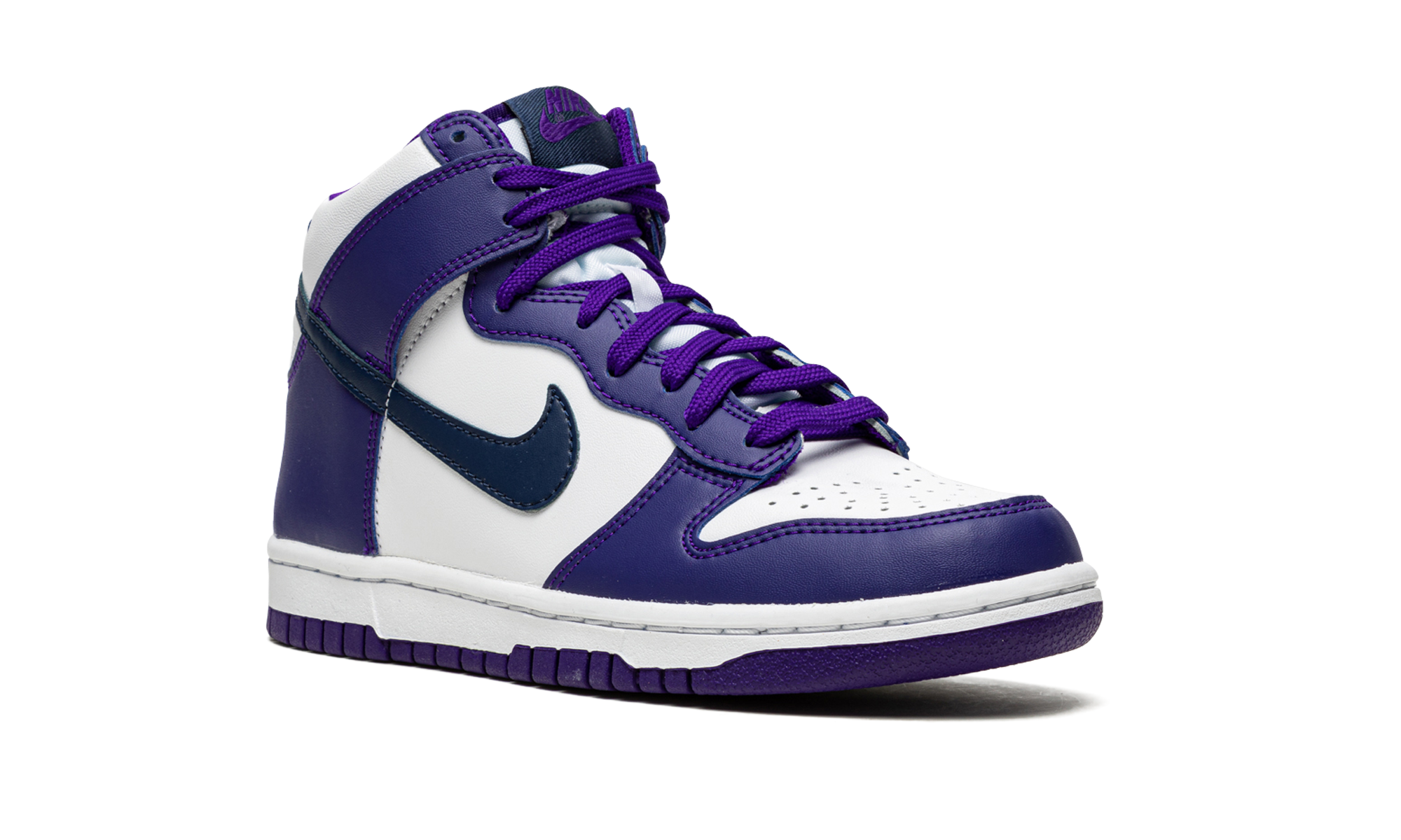 nike dunk high electro purple midnight navy gs+DH9751-100+diagnol right view