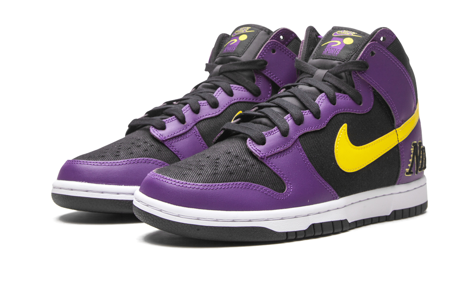 nike dunk high emb lakers+DH0642-001+diagnol left view