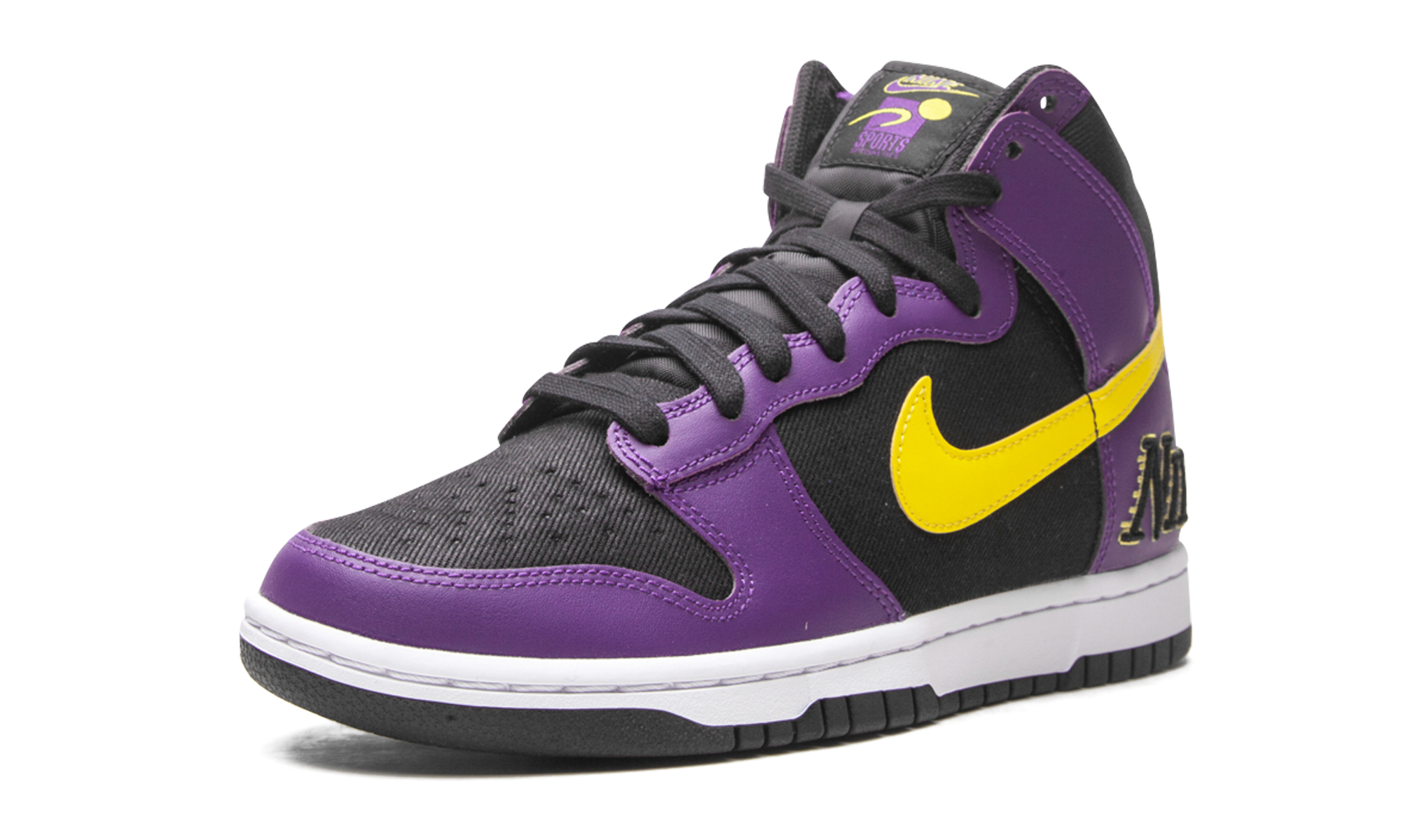 nike dunk high emb lakers+DH0642-001+left diagnol single view