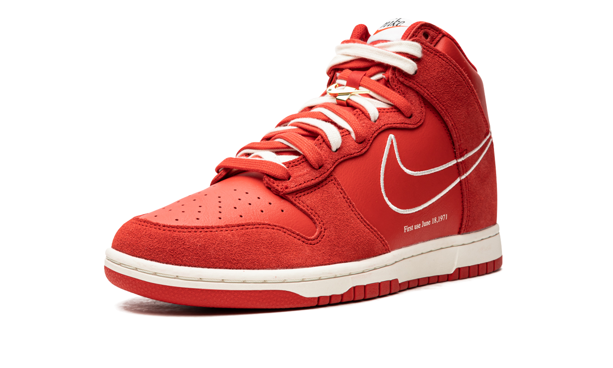 nike dunk high first use red+DH0960-600+left diagnol single view
