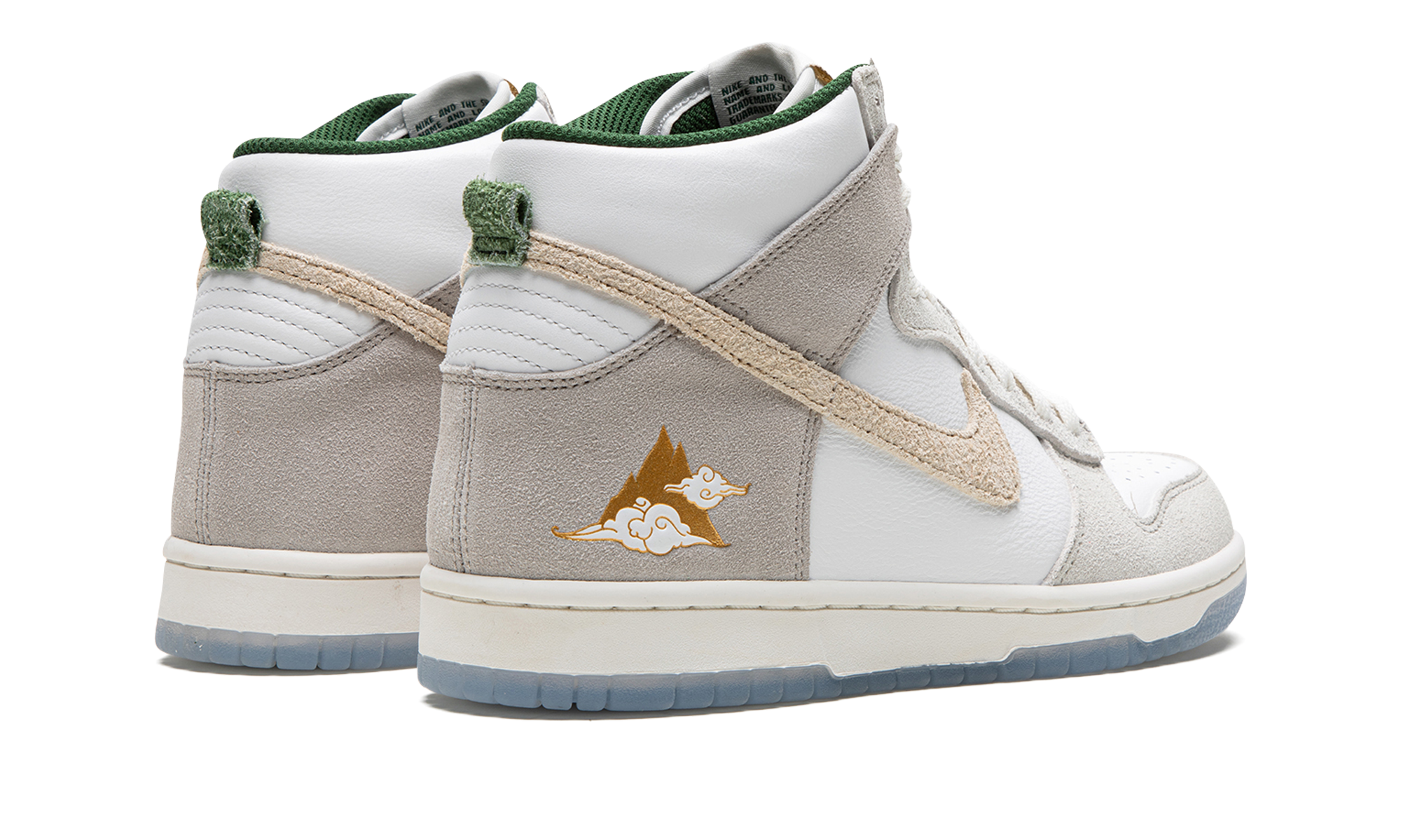 nike dunk high gold mountain gs+FD1024-100+diagnol right behind view