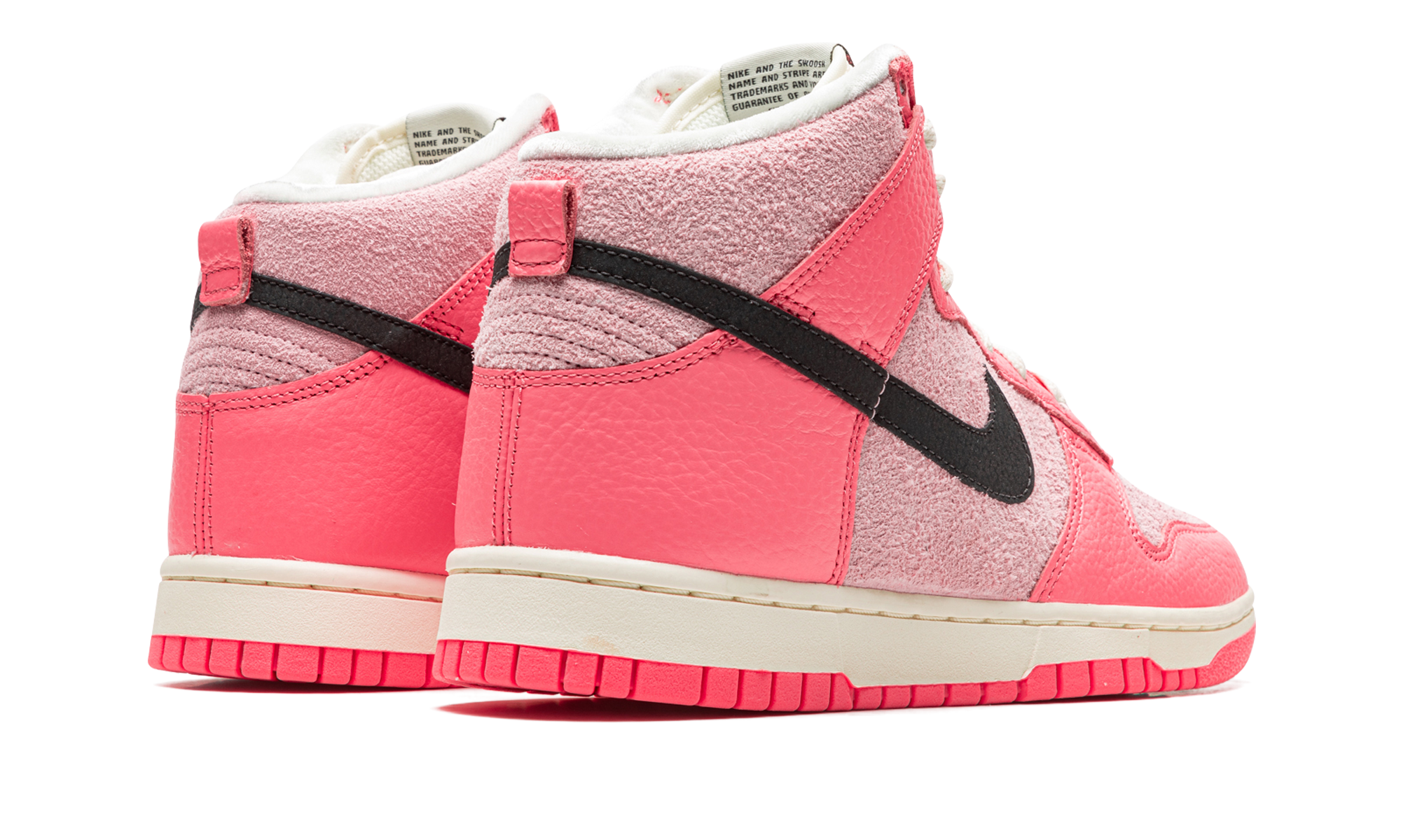 nike dunk high hoops pack pink women s+DX3359-600+diagnol right behind view
