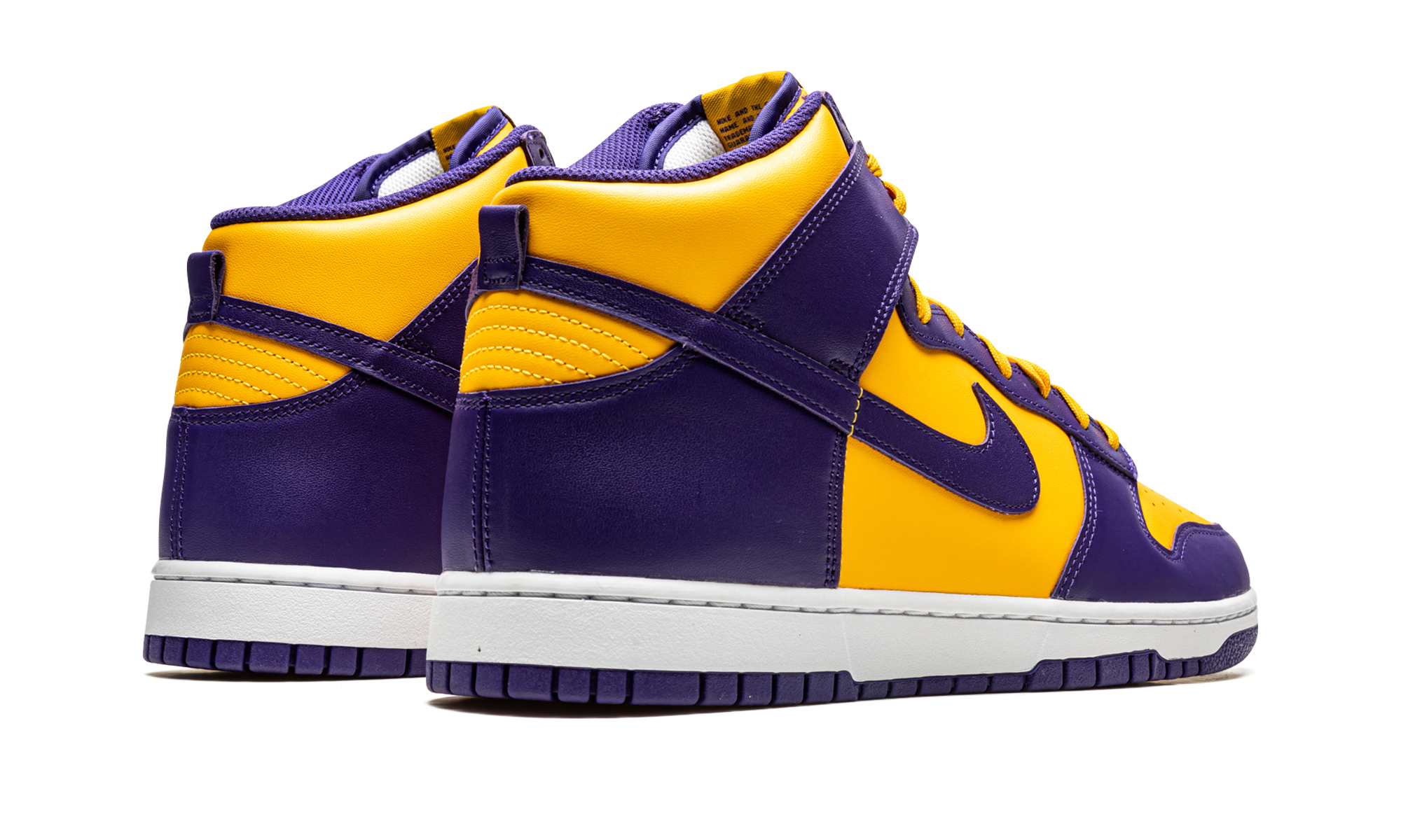 nike dunk high lakers+DD1399-500+diagnol right behind view