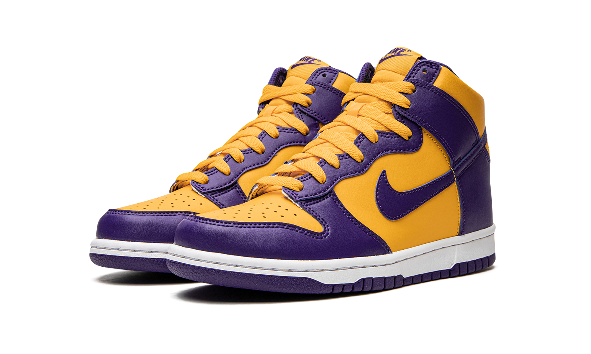 nike dunk high lakers gs+DZ4454-500+diagnol left view