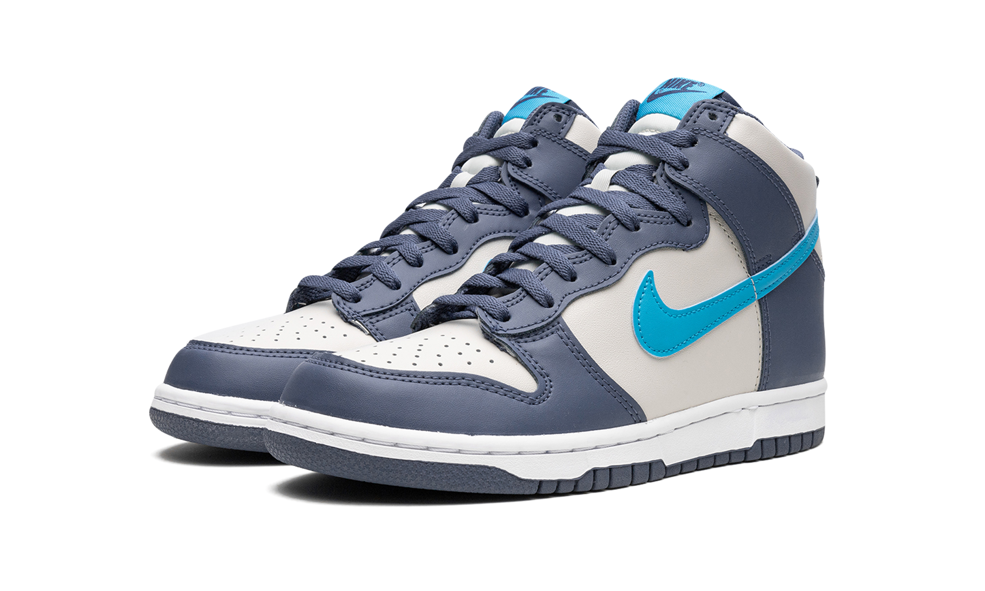 nike dunk high light bone diffused blue gs+DB2179-006+diagnol left view