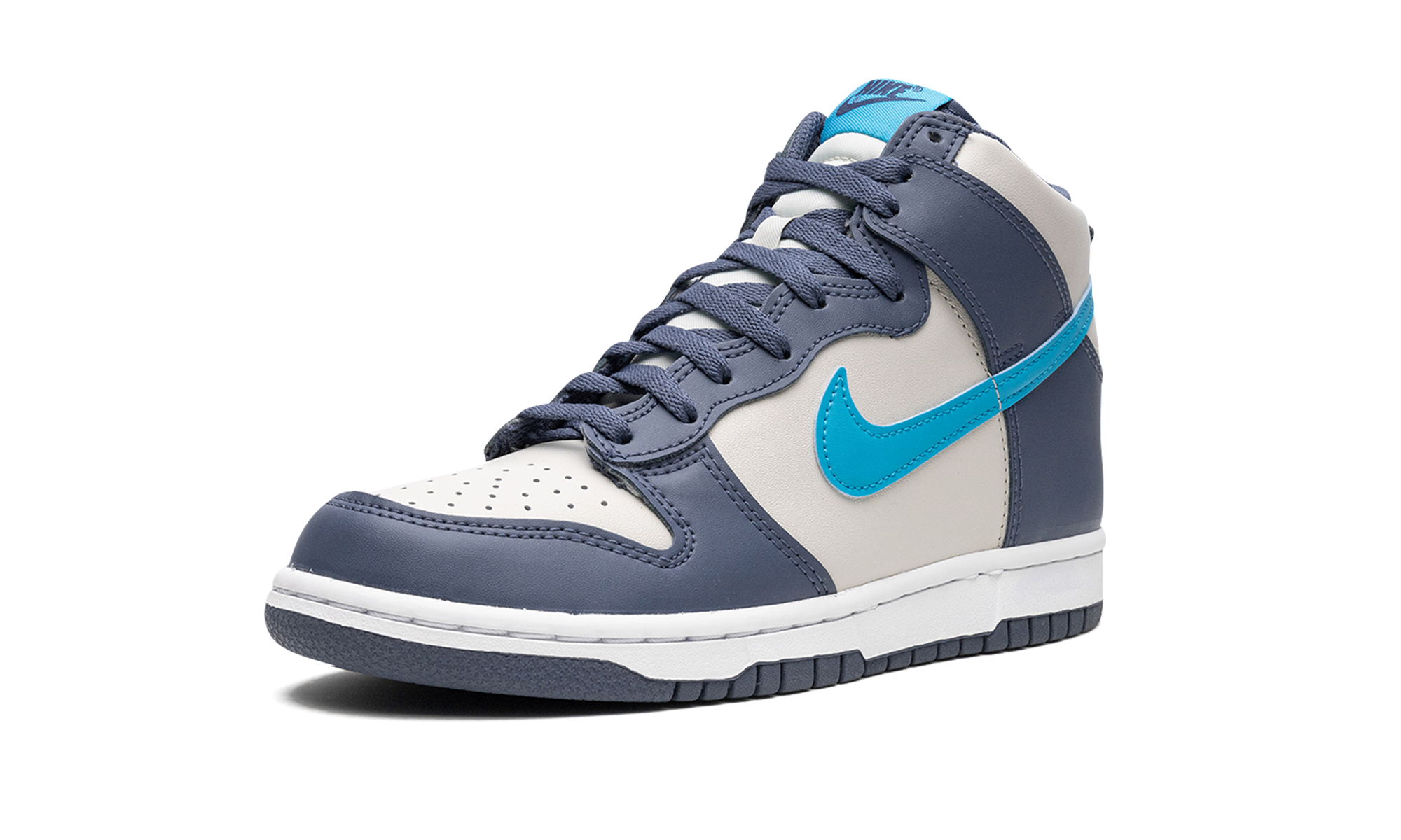 nike dunk high light bone diffused blue gs+DB2179-006+left diagnol single view