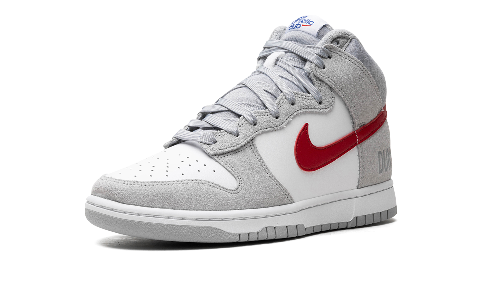 nike dunk high light smoke grey gym red+DJ6152-001+left diagnol single view