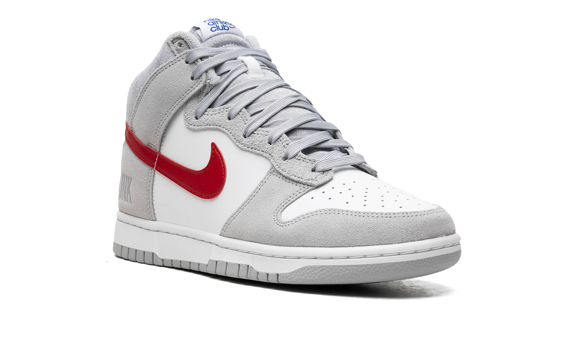 nike dunk high light smoke grey gym red+DJ6152-001+diagnol right view